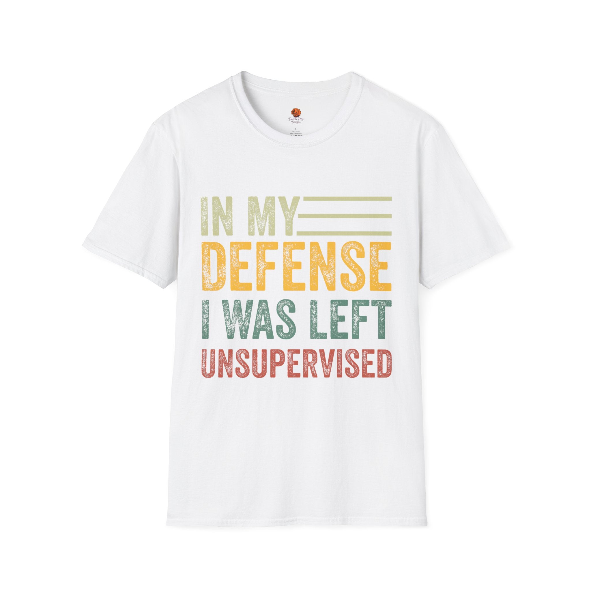 T-Shirt — "In My Defense I Was Left Unsupervised" Vintage Humor Tee