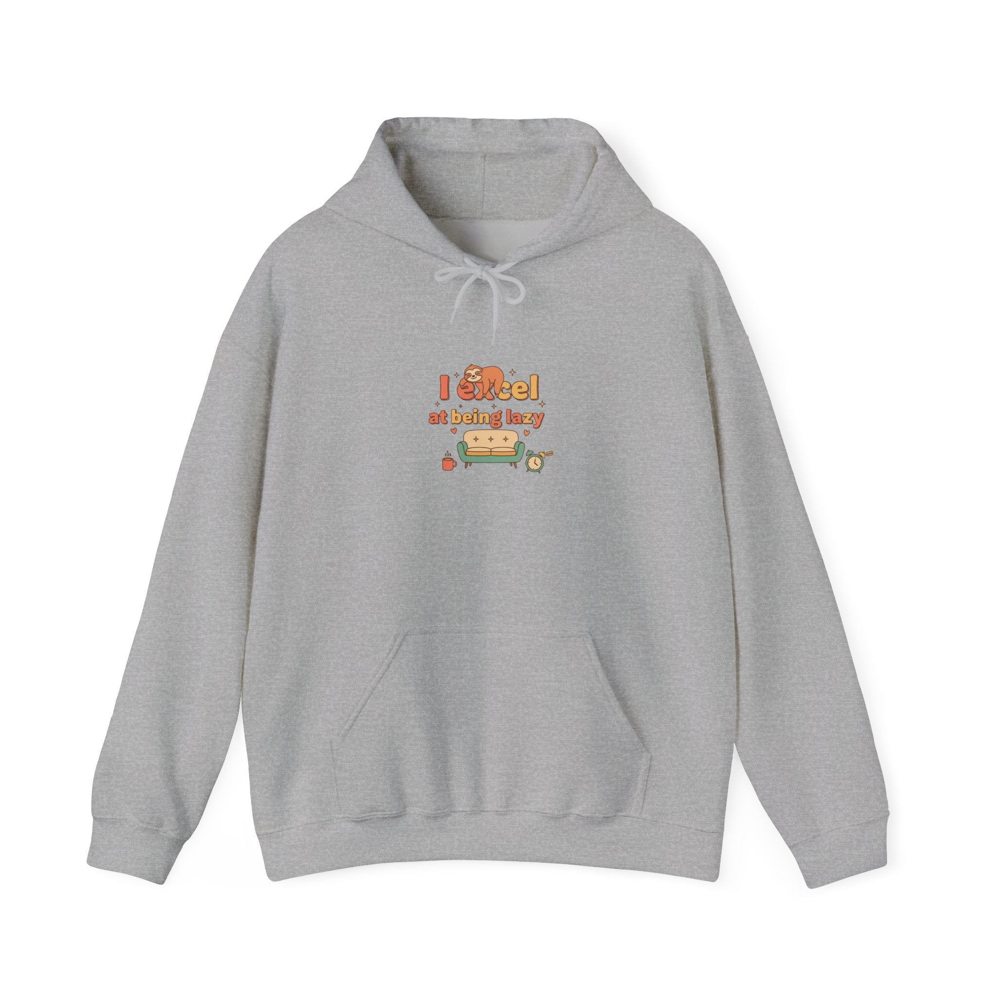 I Excel at Being Lazy Hoodie | Low-Stakes Humor, Retro Bubble Font