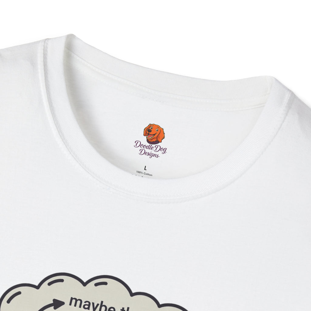 Anxious Student Illustration T-Shirt — "Maybe They Hate Me" Desk Cartoon Tee