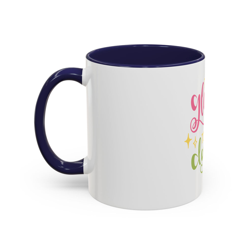 Too Glam To Give A Damn Accent Coffee Mug — Funny Pink & Green Script Ceramic Mug (11/15oz)