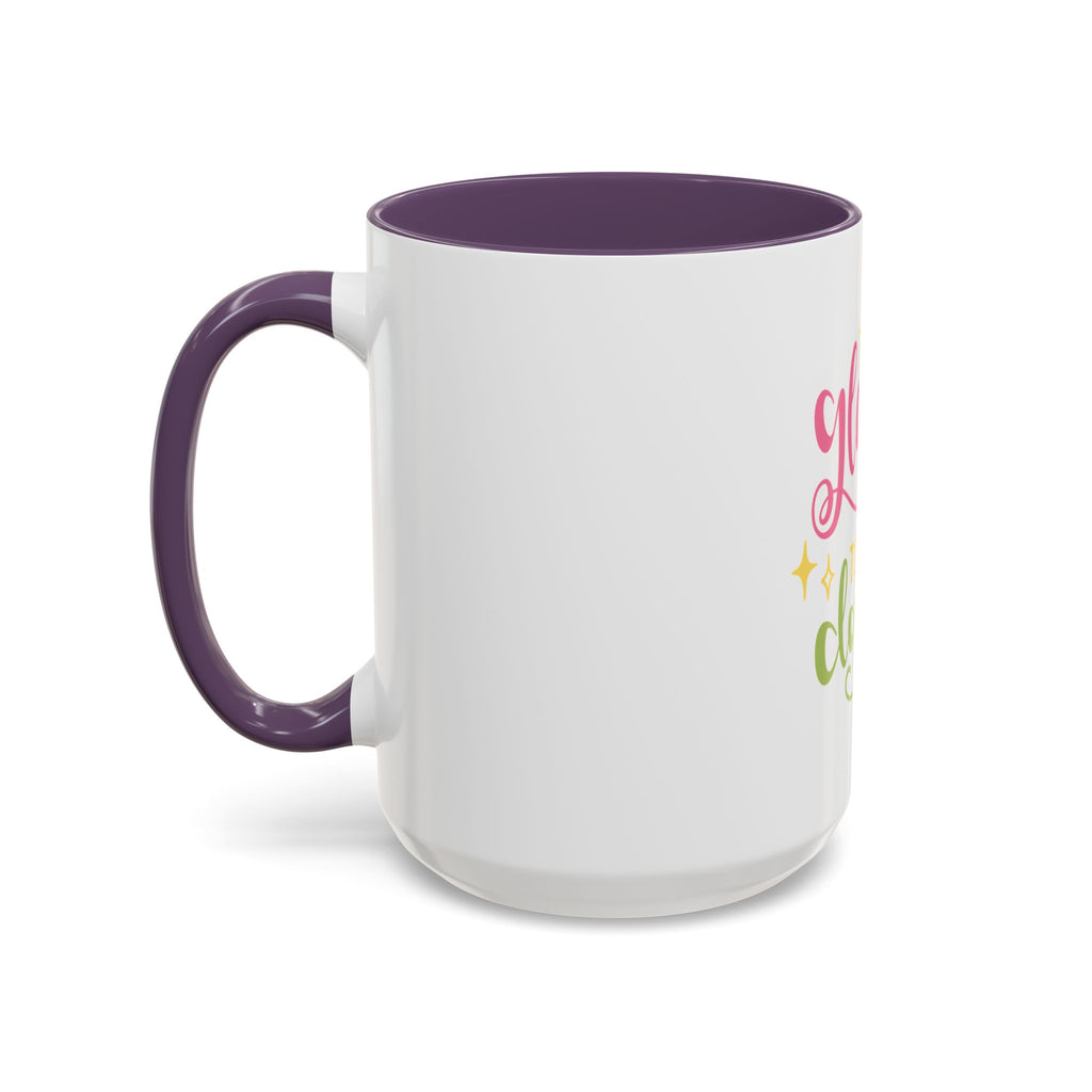 Too Glam To Give A Damn Accent Coffee Mug — Funny Pink & Green Script Ceramic Mug (11/15oz)