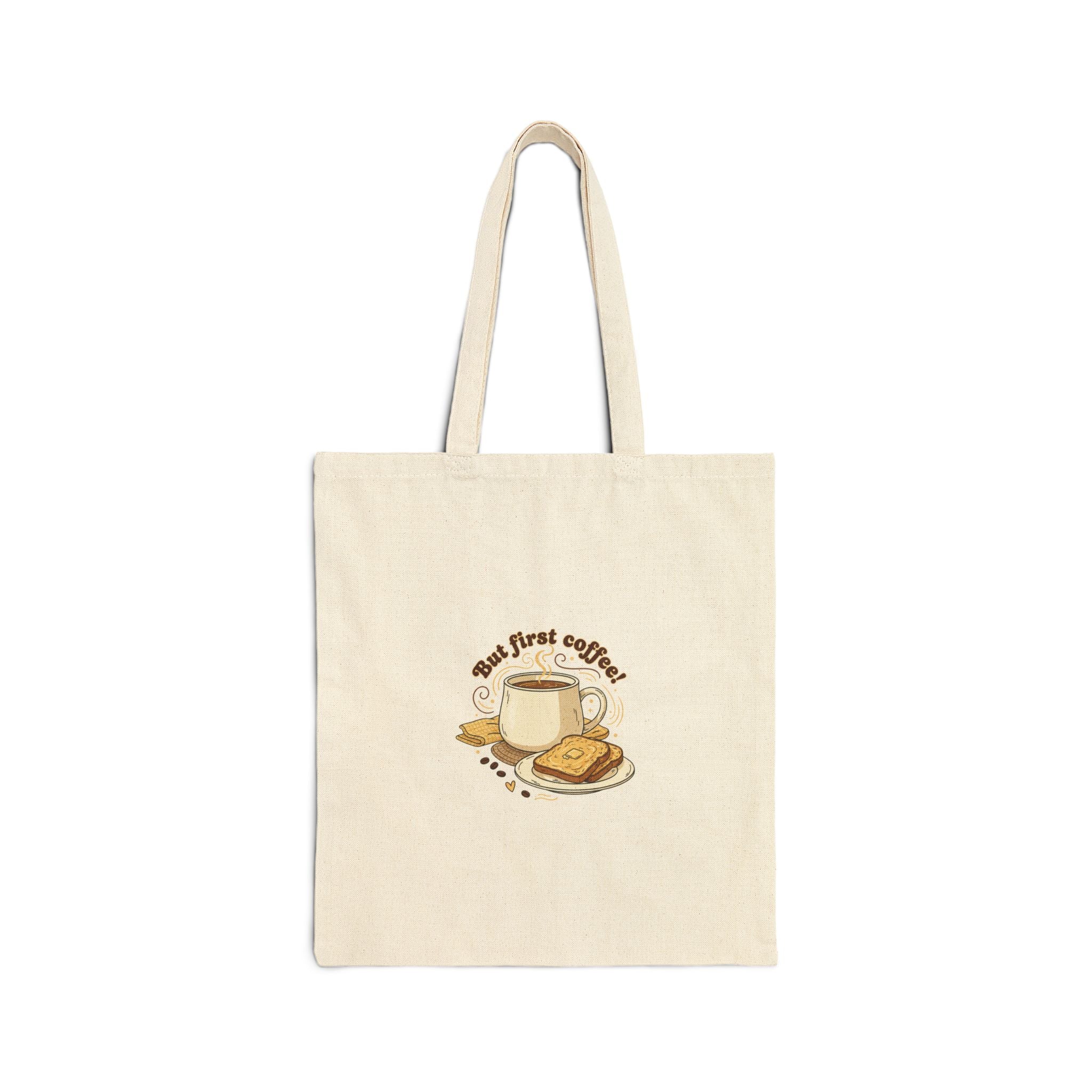 But First Coffee tote | kawaii kitchen, butter toast breakfast art