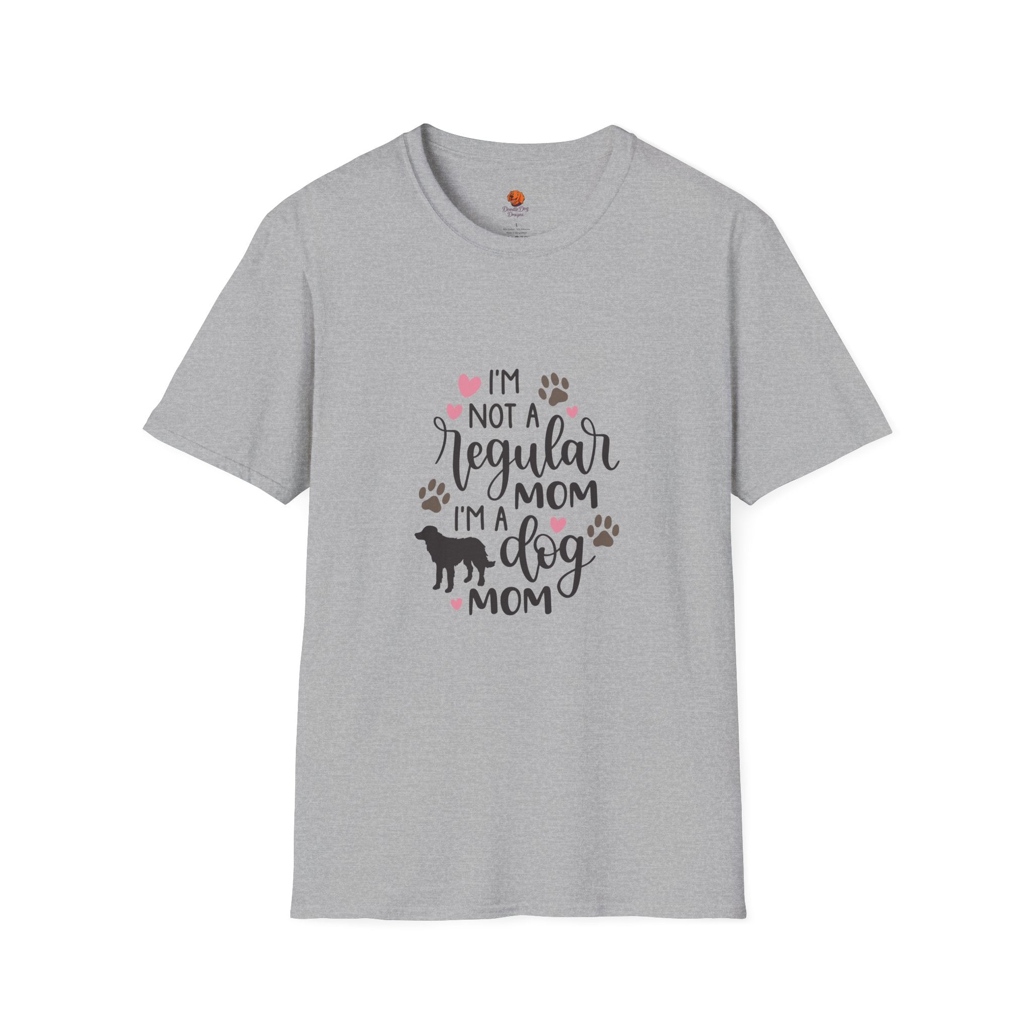 Dog Mom T-Shirt – "I’m Not a Regular Mom, I’m a Dog Mom" Paw Print Tee