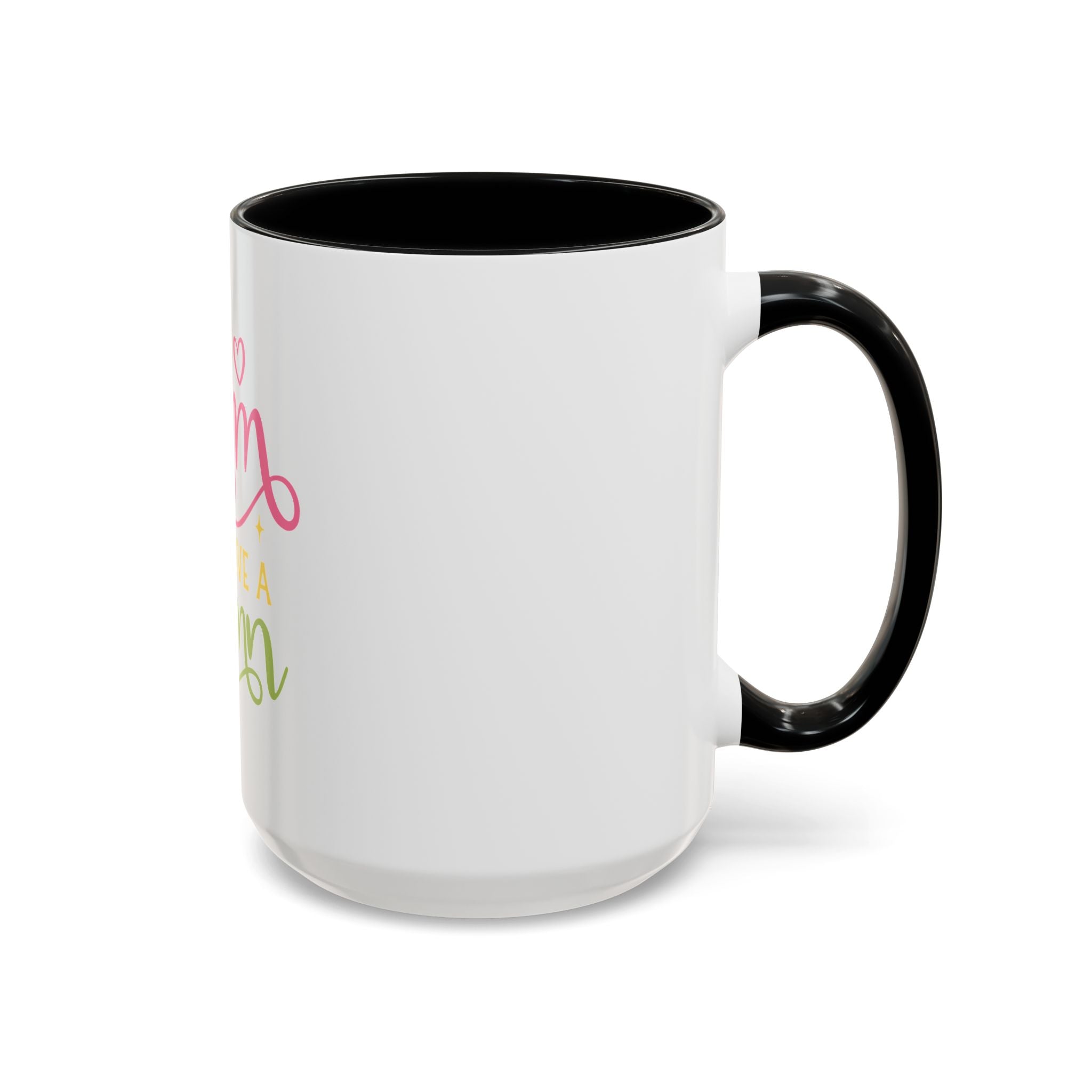 Too Glam To Give A Damn Accent Coffee Mug — Funny Pink & Green Script Ceramic Mug (11/15oz)