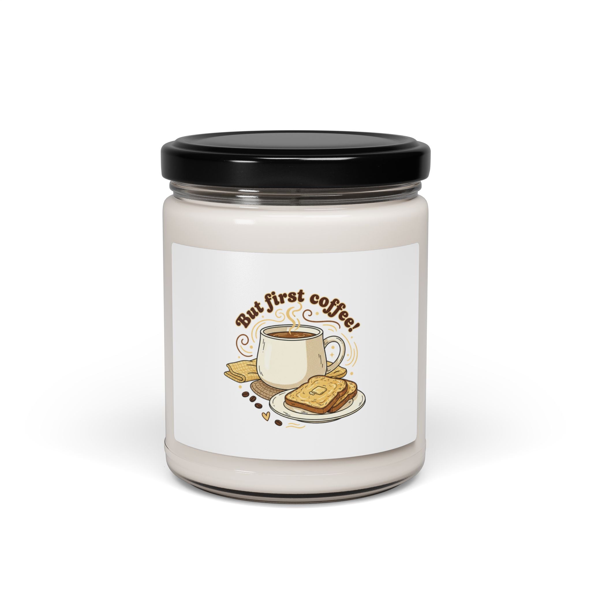 But First Coffee Candle | Soy Candle, Butter Toast Illustration, Café-Inspired Cozy
