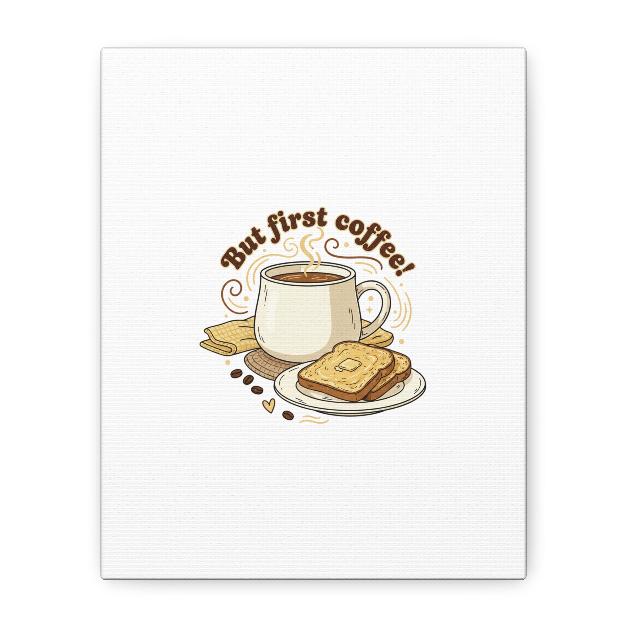 But First Coffee! Canvas, cafe-inspired breakfast art, kawaii kitchen decor