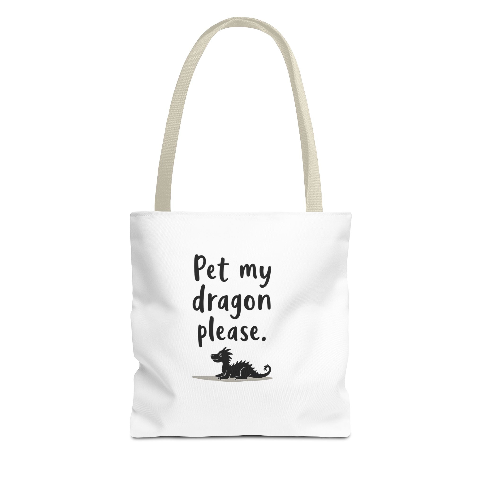 Pet My Dragon Please Tote Bag — Cute Fantasy Dragon Illustration Tote