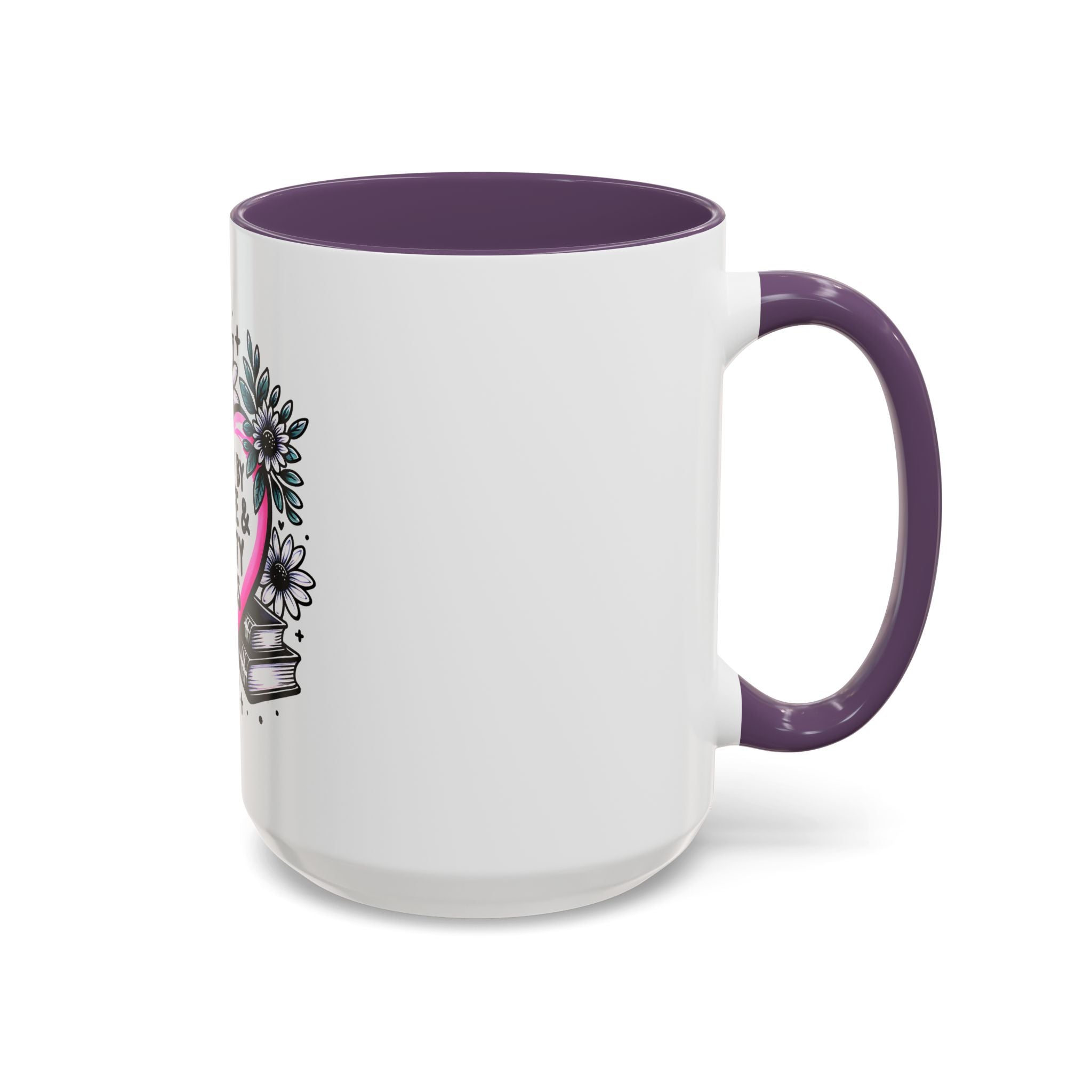 Fueled by Coffee & Smutty Books Mug — Floral Heart Coffee Cup (11/15oz)