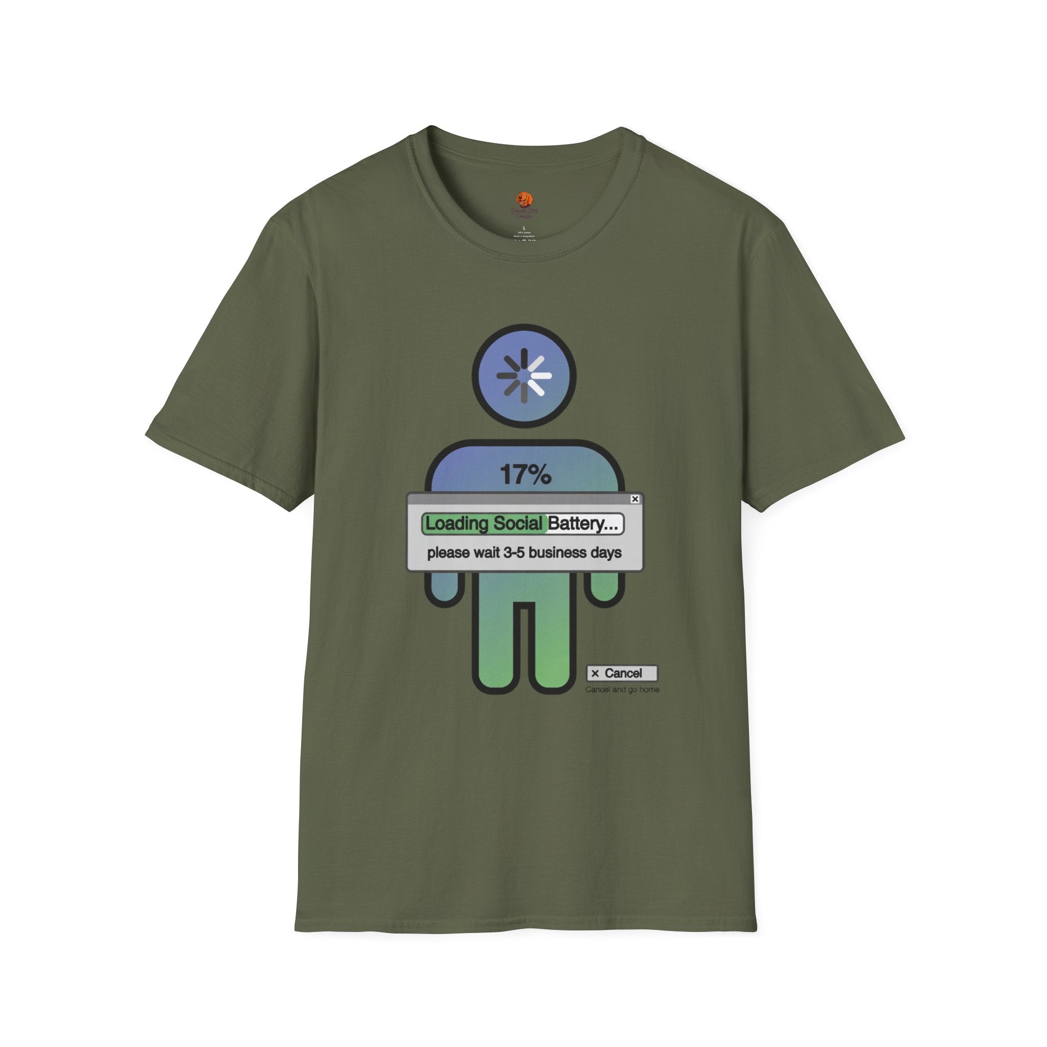 T‑Shirt — "Loading Social Battery 17%" Recovery Graphic Tee