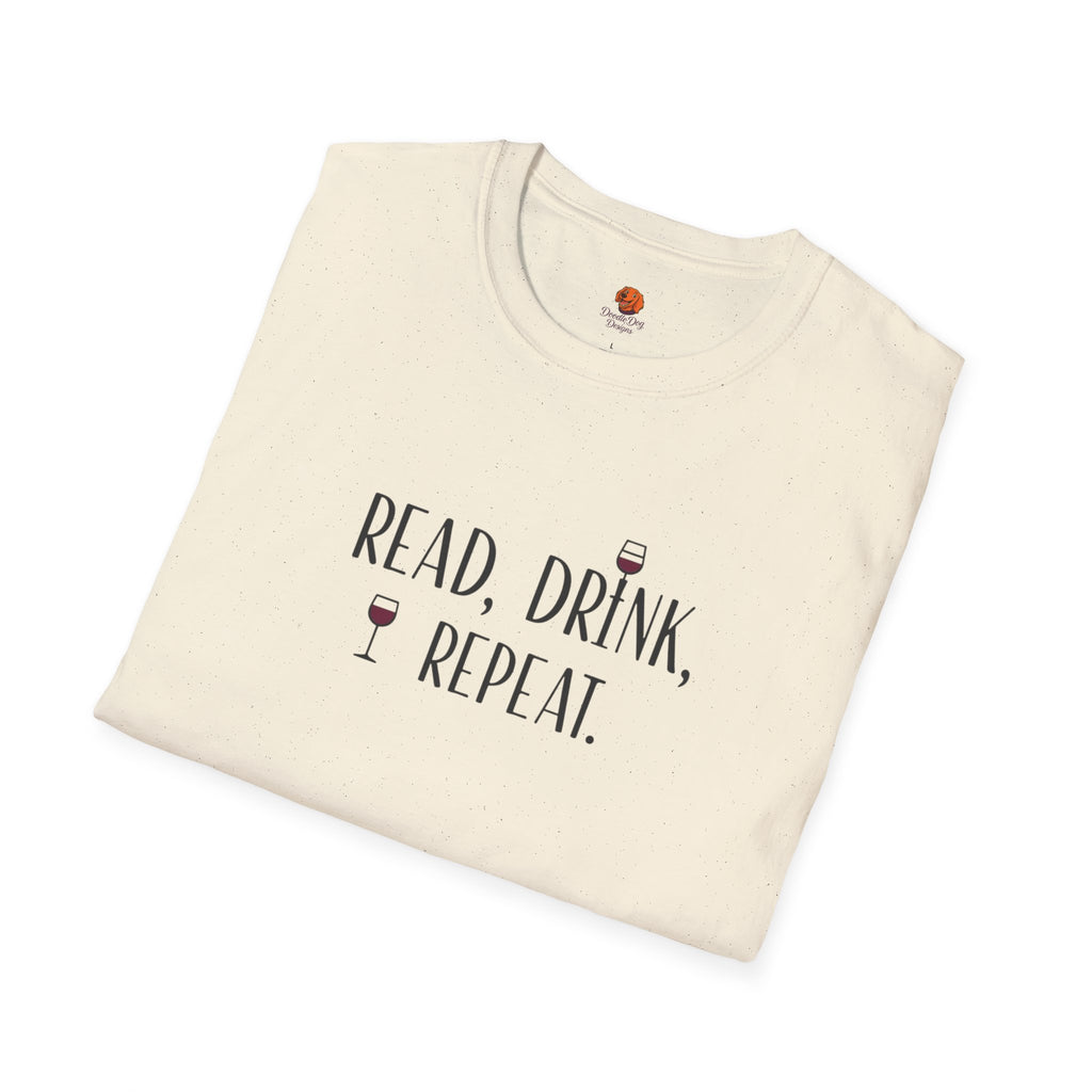 Read, Drink, Repeat T-Shirt — Wine & Book Lover Graphic Tee