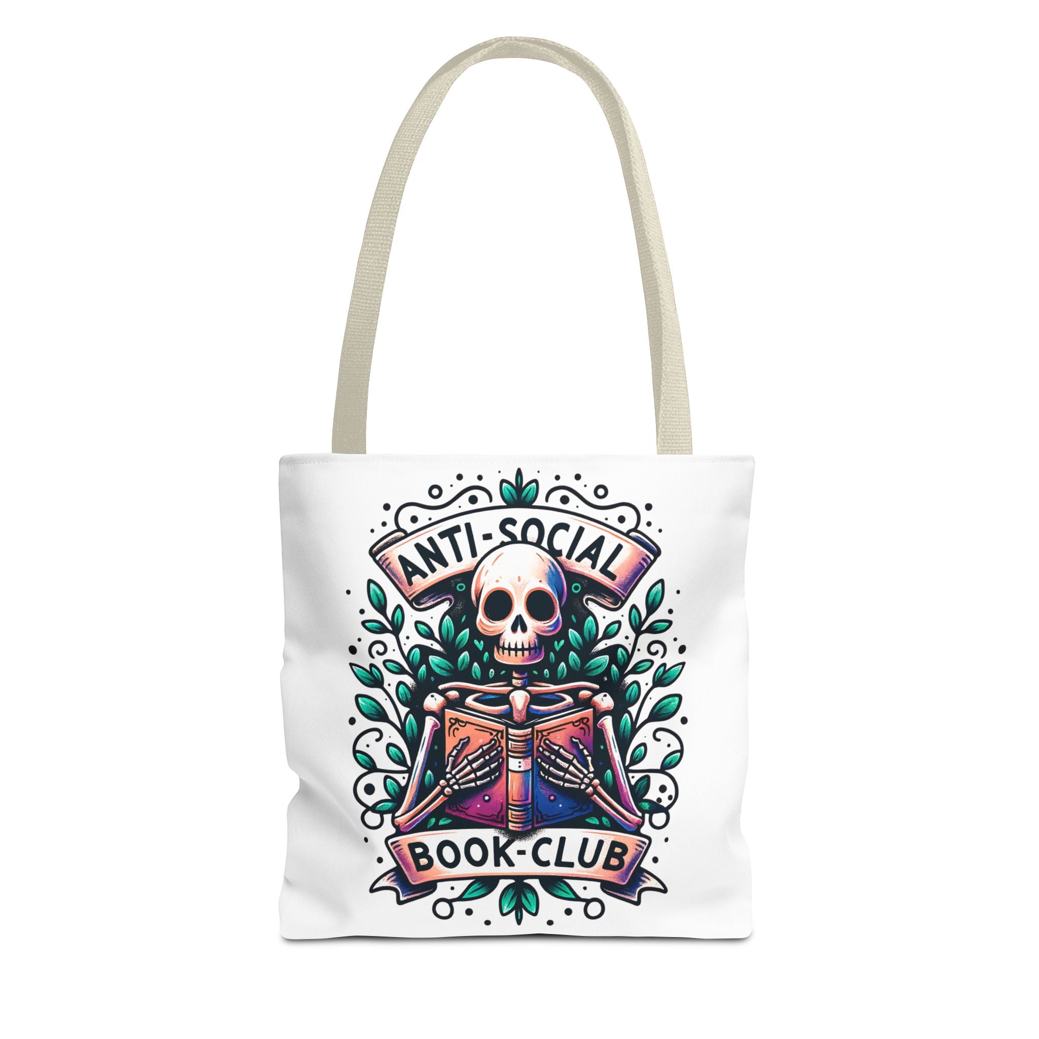 Anti-Social Book Club Tote Bag — Gothic Skull & Books Book Lover Tote