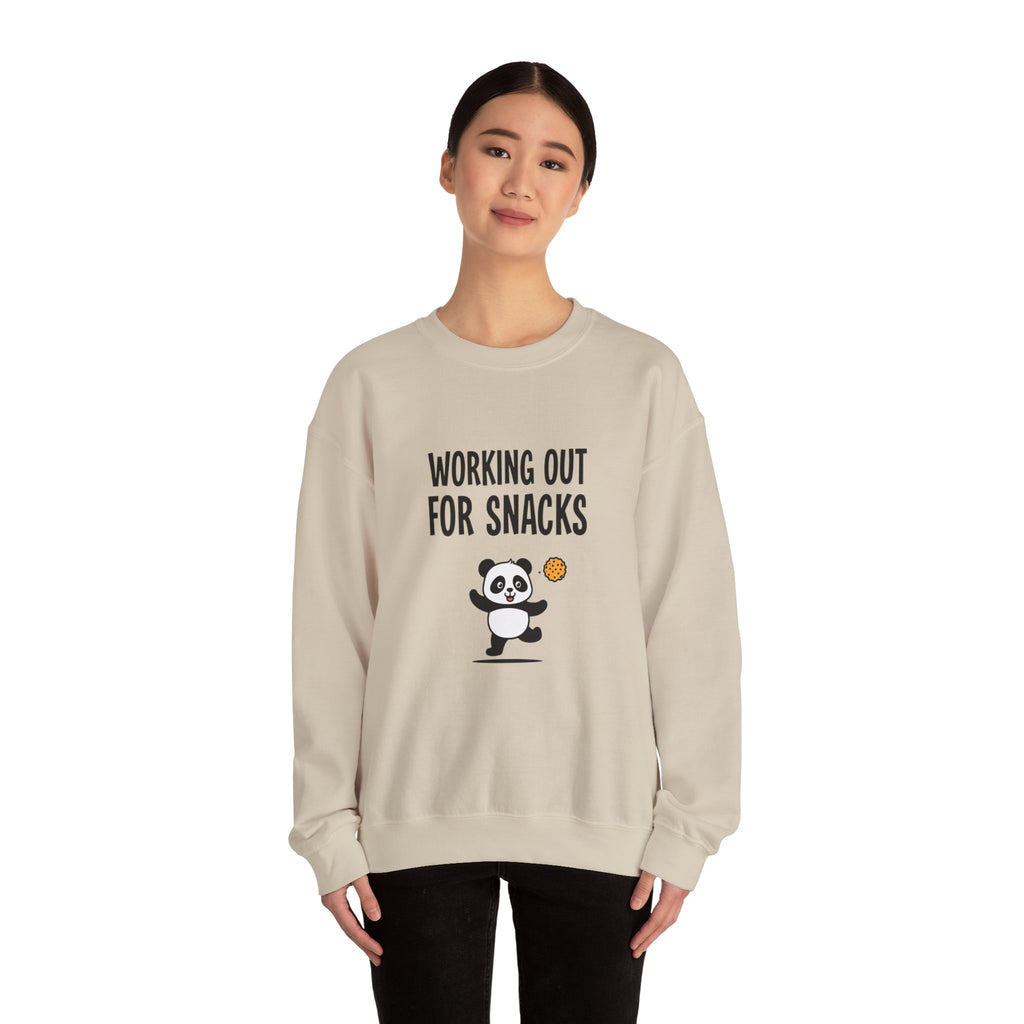 Sweatshirt — "Working Out for Snacks" Cute Panda Crewneck