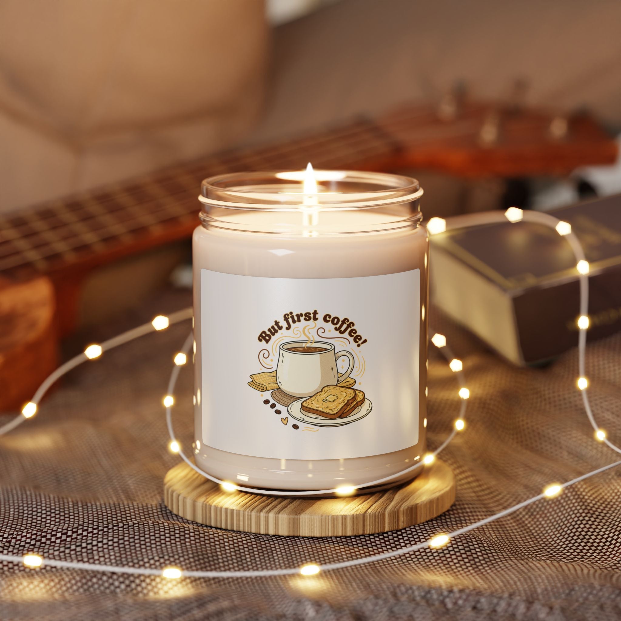But First Coffee Candle | Soy Candle, Butter Toast Illustration, Café-Inspired Cozy