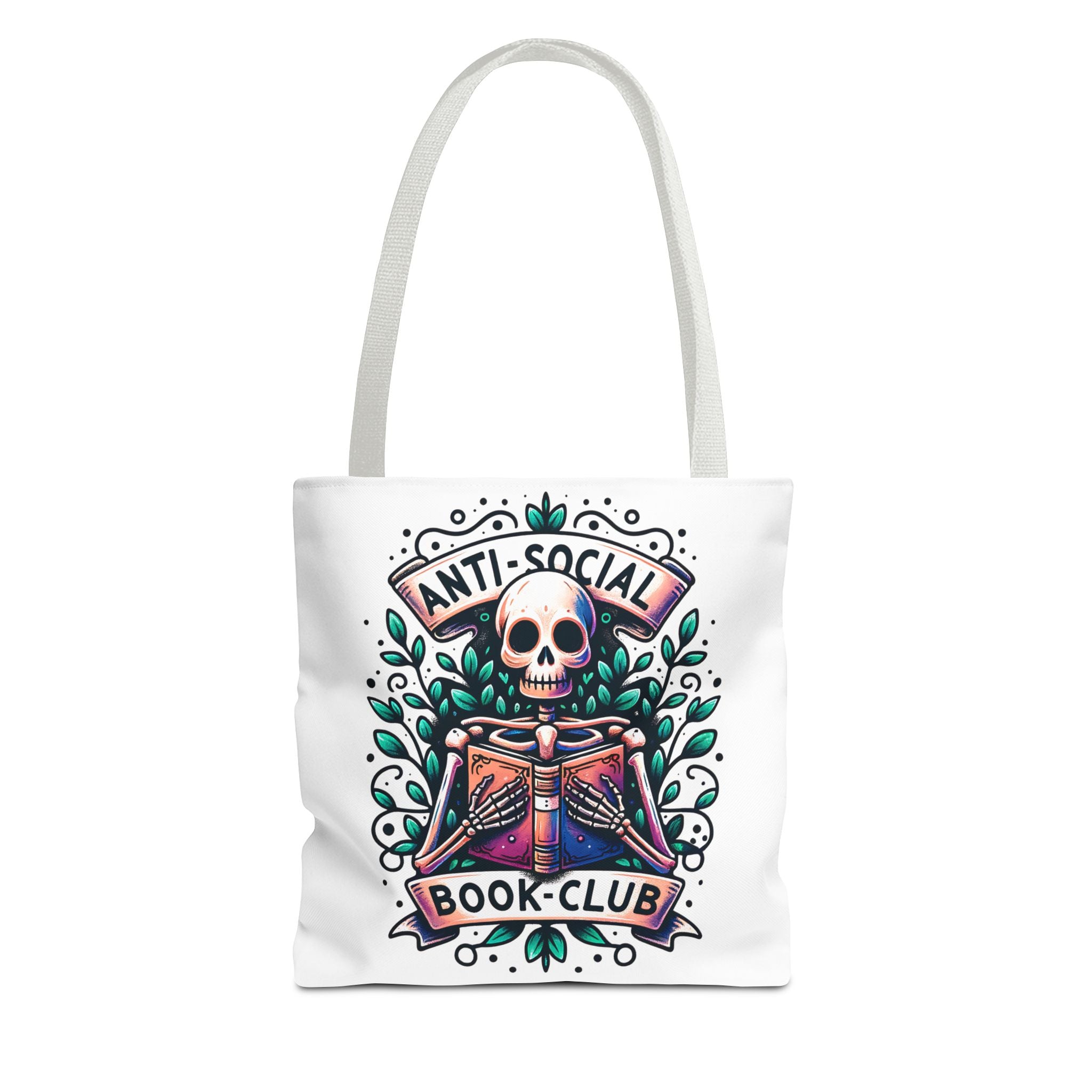 Anti-Social Book Club Tote Bag — Gothic Skull & Books Book Lover Tote