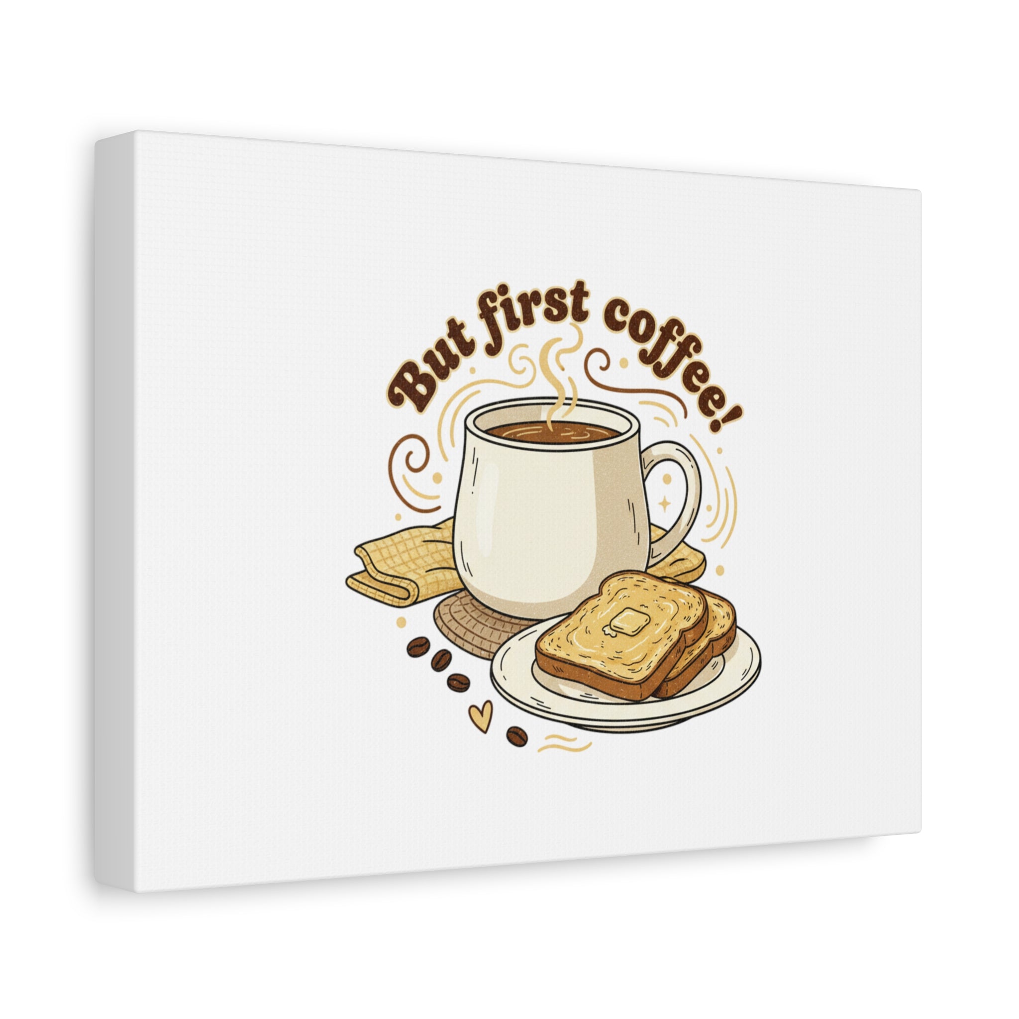 But First Coffee! Canvas, cafe-inspired breakfast art, kawaii kitchen decor