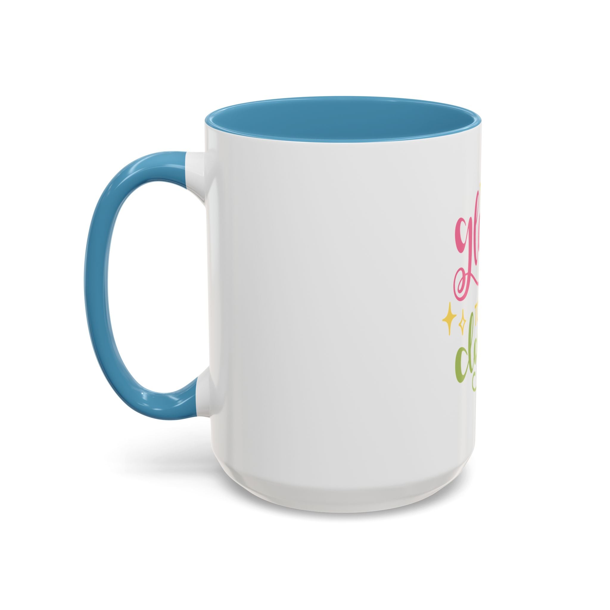 Too Glam To Give A Damn Accent Coffee Mug — Funny Pink & Green Script Ceramic Mug (11/15oz)