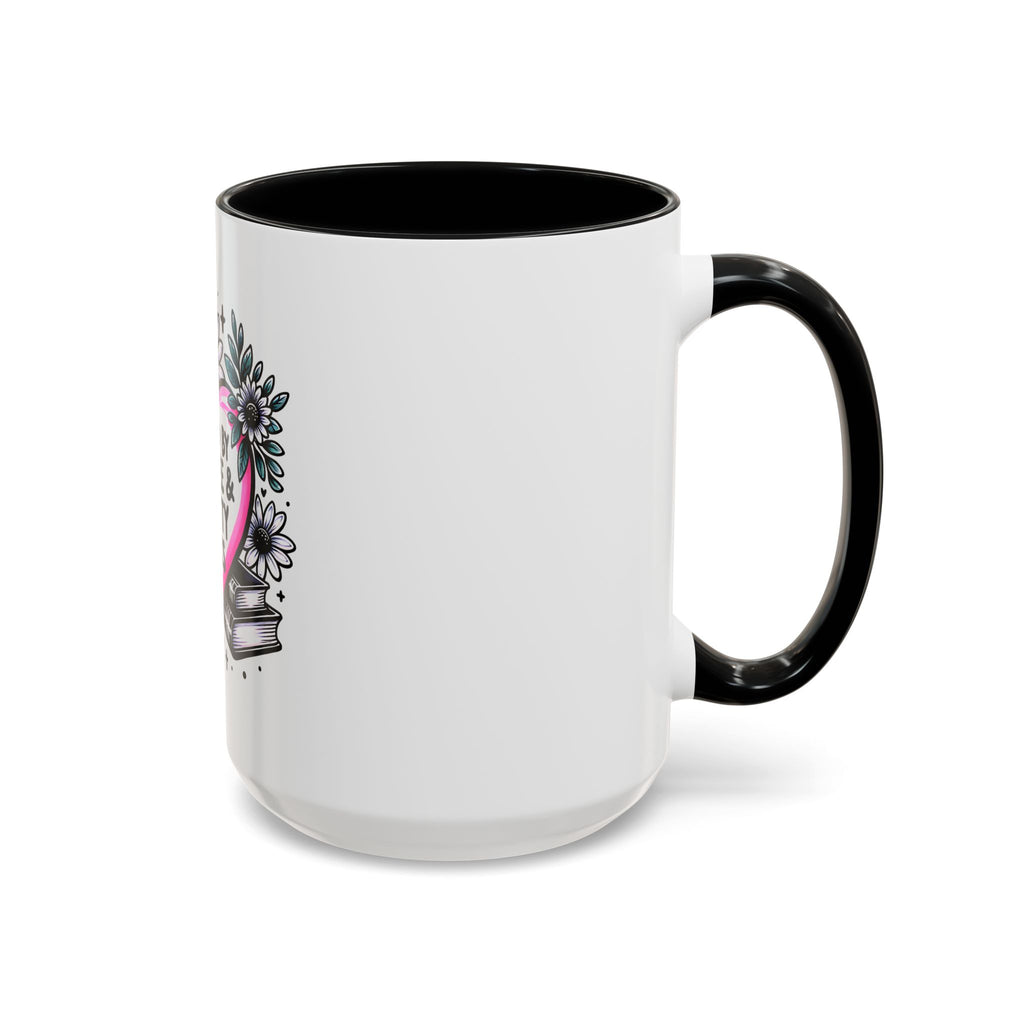 Fueled by Coffee & Smutty Books Mug — Floral Heart Coffee Cup (11/15oz)