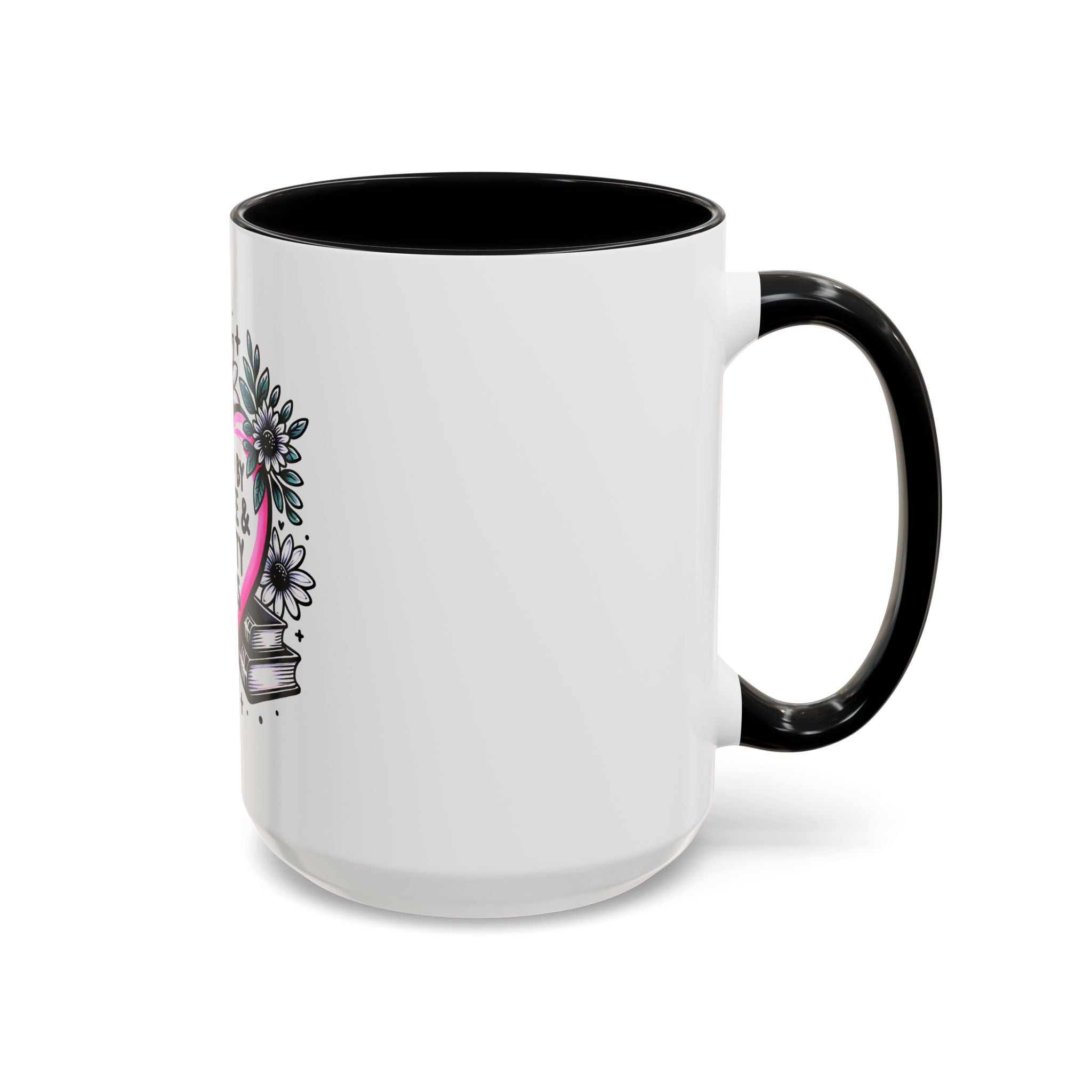 Fueled by Coffee & Smutty Books Mug — Floral Heart Coffee Cup (11/15oz)