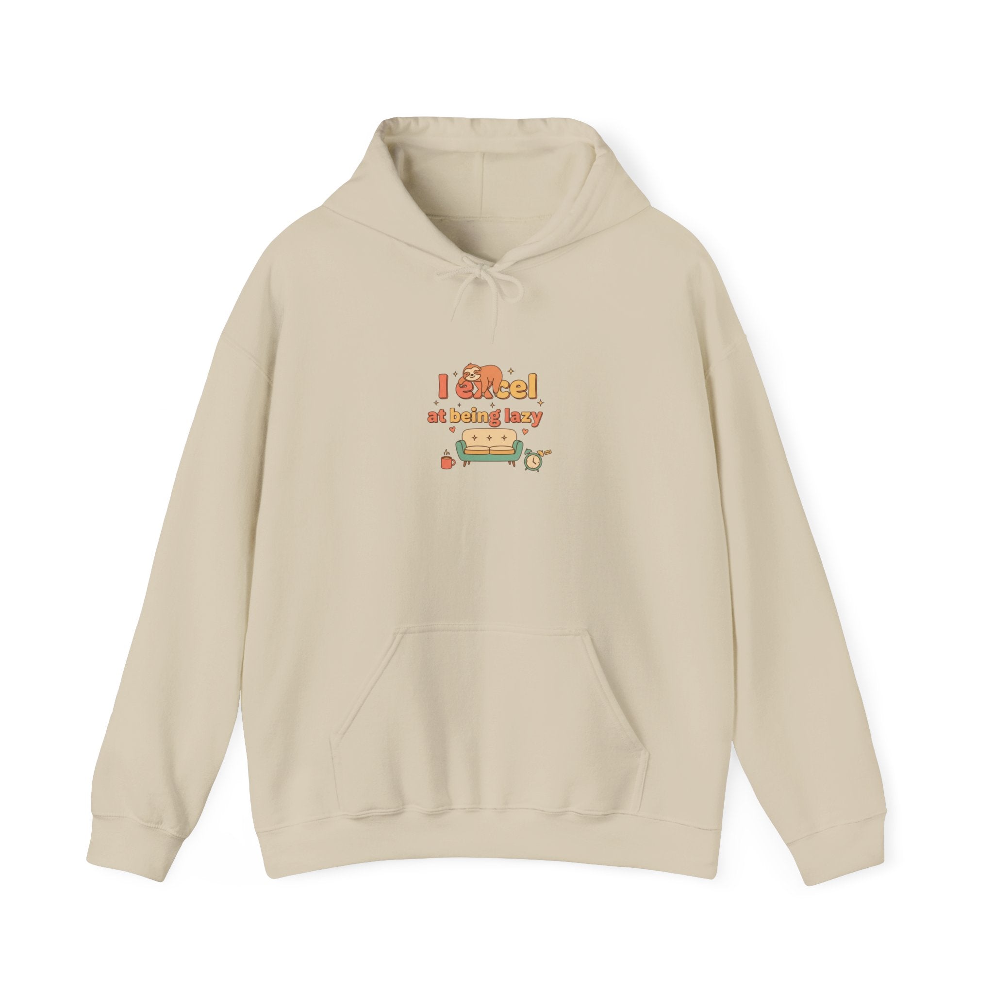 I Excel at Being Lazy Hoodie | Low-Stakes Humor, Retro Bubble Font