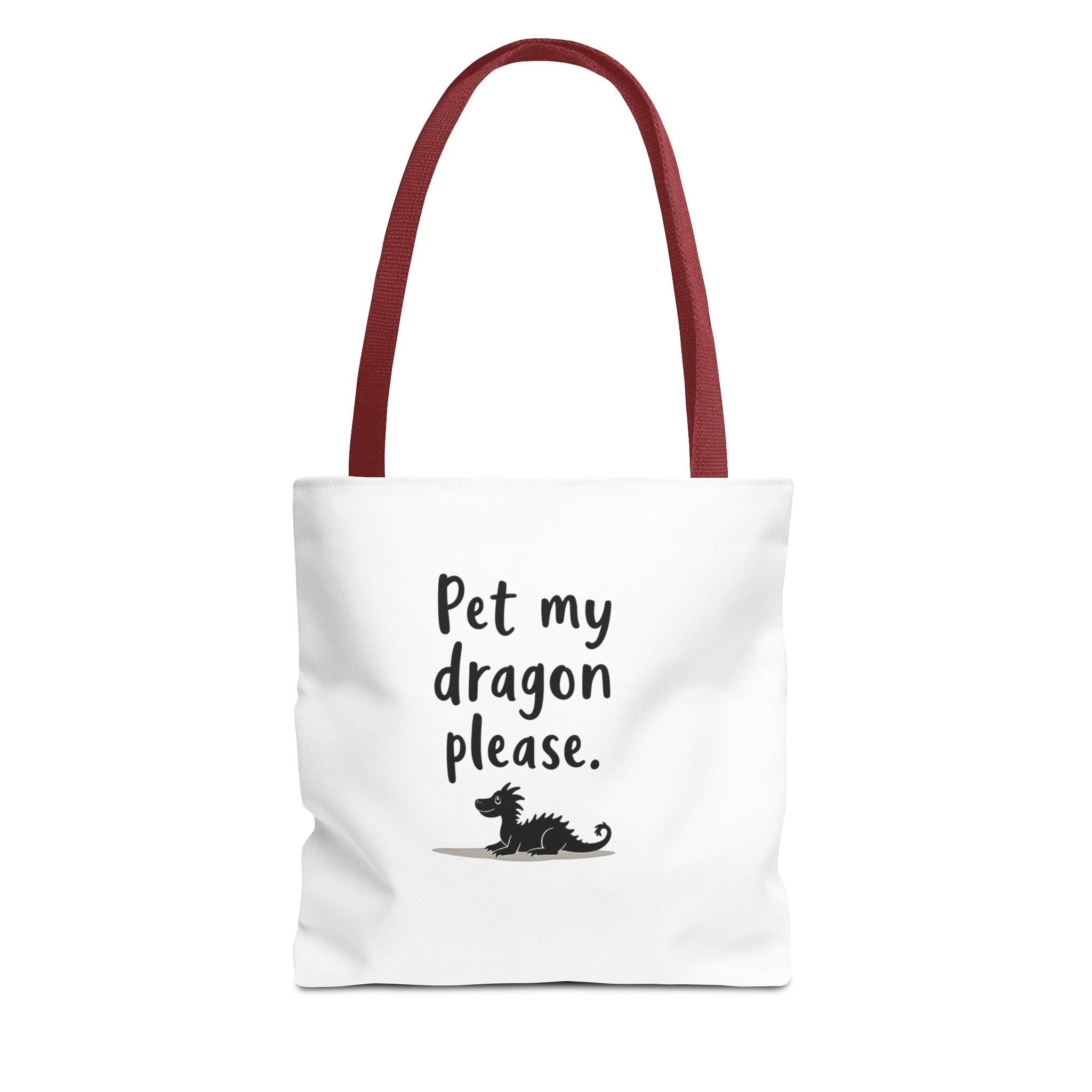 Pet My Dragon Please Tote Bag — Cute Fantasy Dragon Illustration Tote