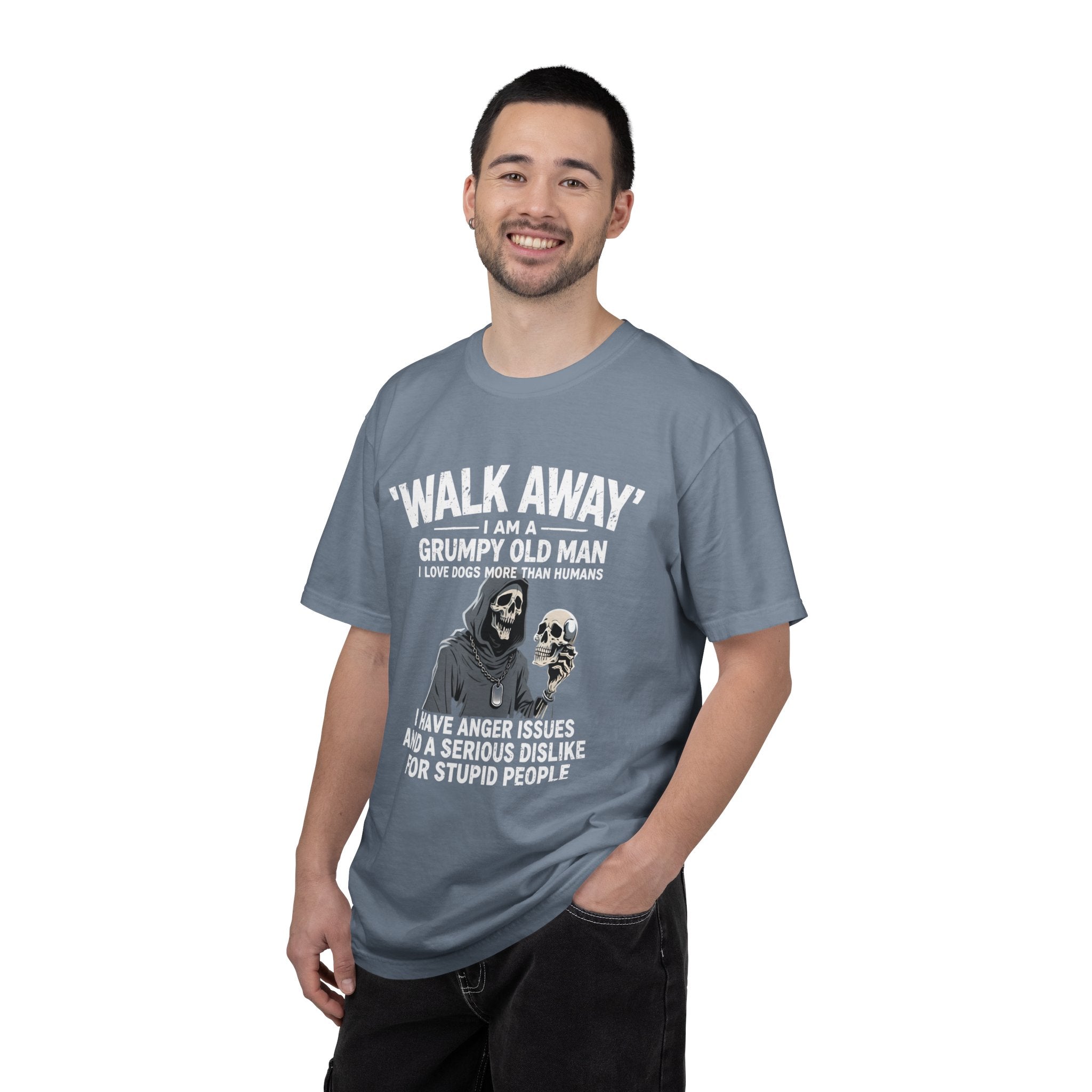 Grumpy Old Man T‑Shirt — “Walk Away I Am A Grumpy Old Man” Funny Skull Tee