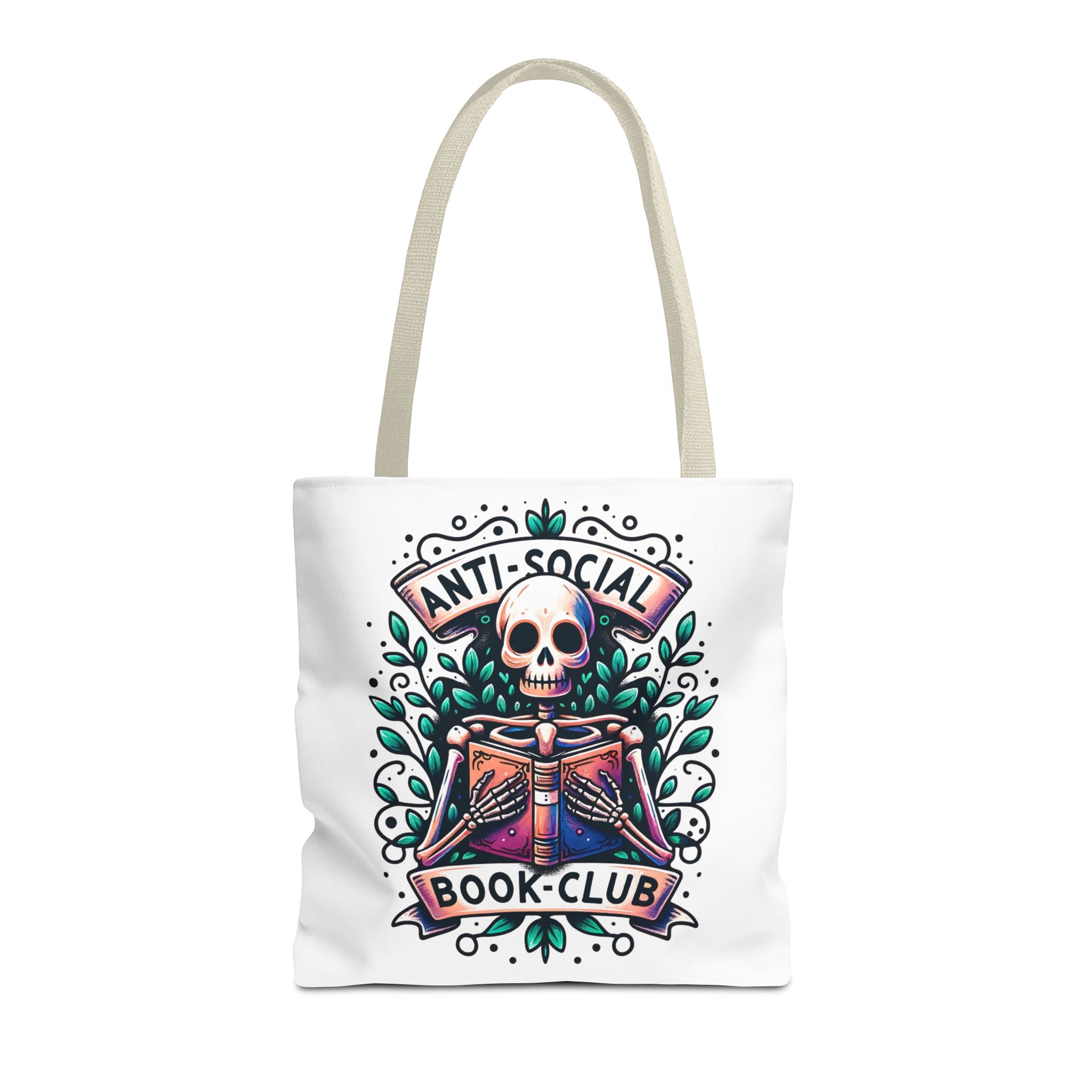 Anti-Social Book Club Tote Bag — Gothic Skull & Books Book Lover Tote