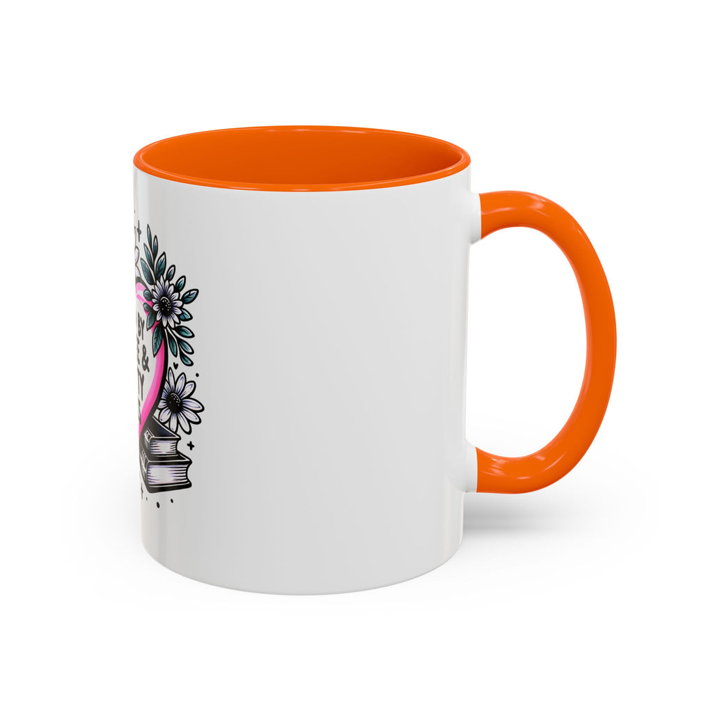 Fueled by Coffee & Smutty Books Mug — Floral Heart Coffee Cup (11/15oz)