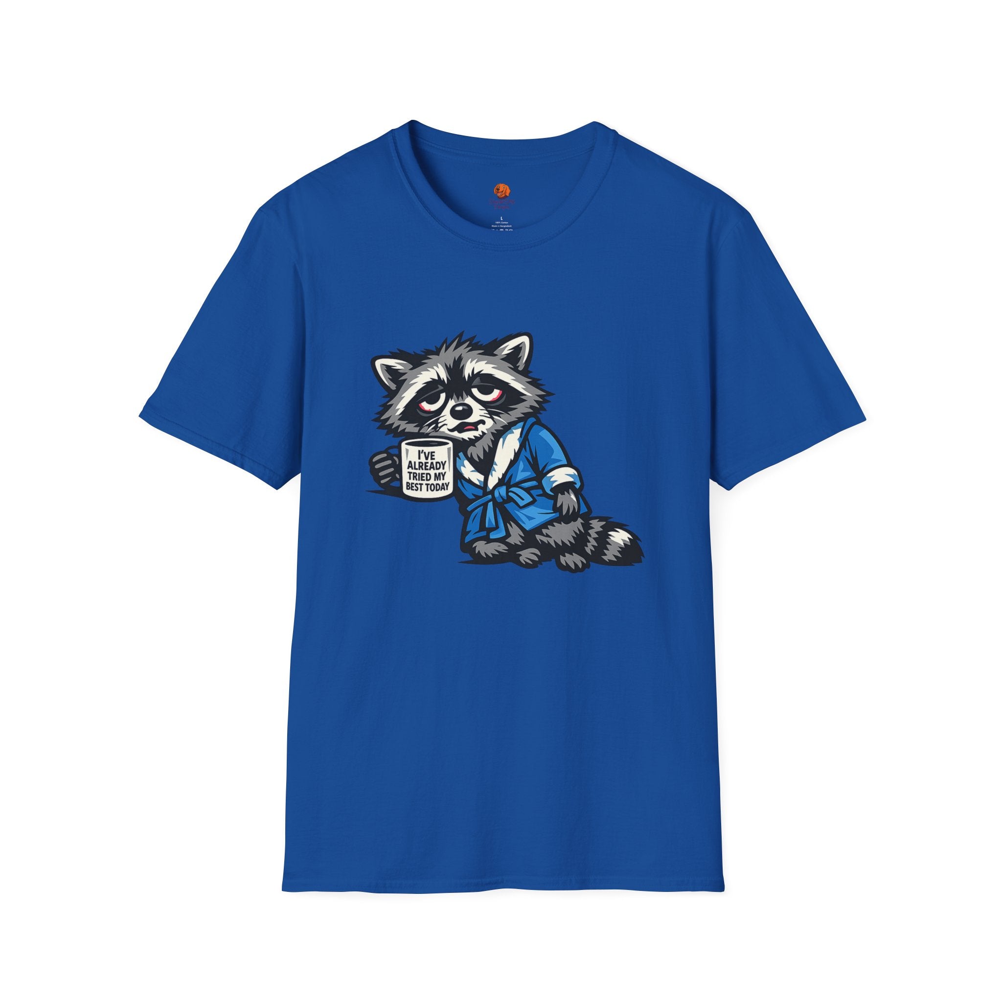 Raccoon Morning Coffee T-Shirt — Cute Lazy Animal Tee
