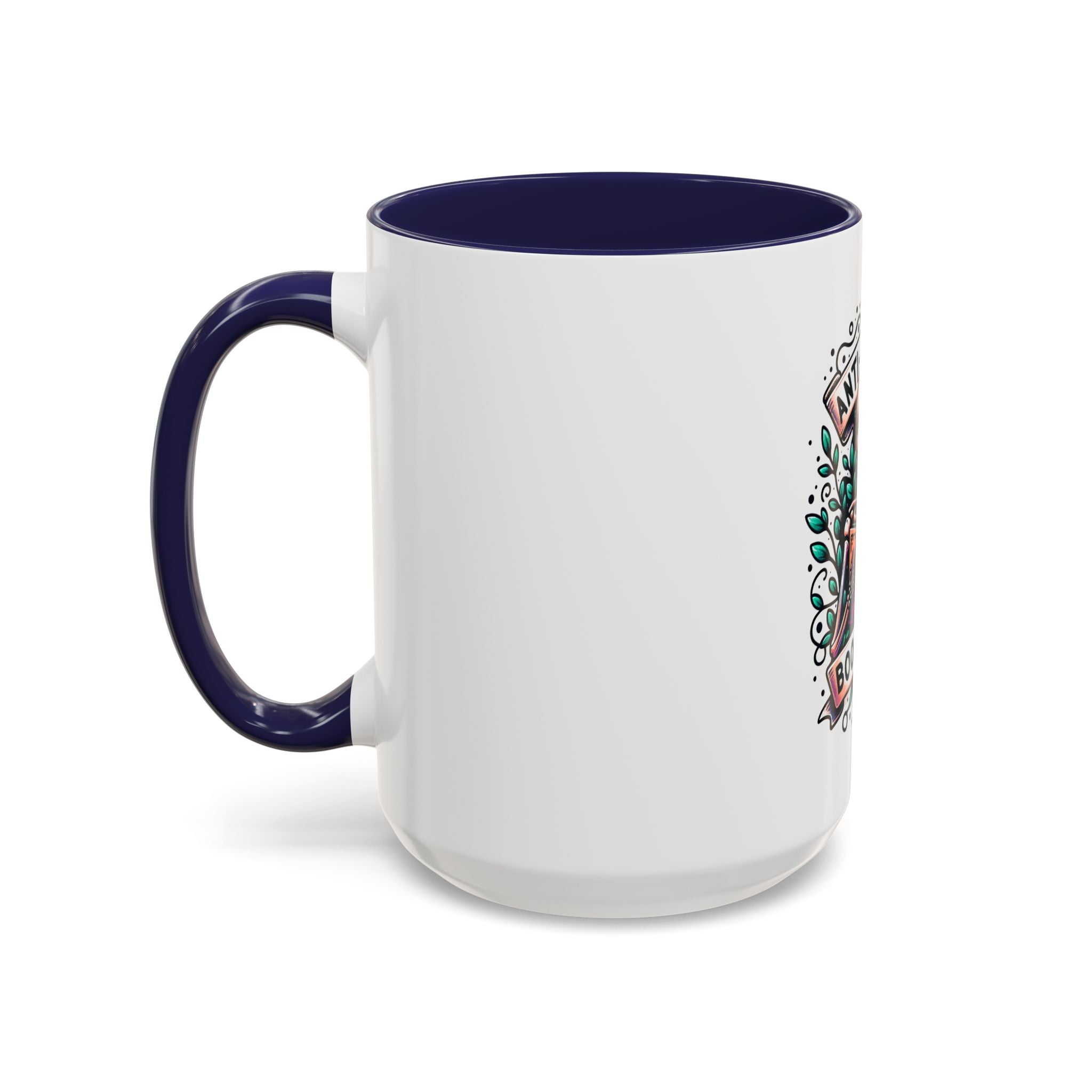 Accent Mug — "Anti-Social Book Club" Skull & Book Coffee Mug (11/15oz)