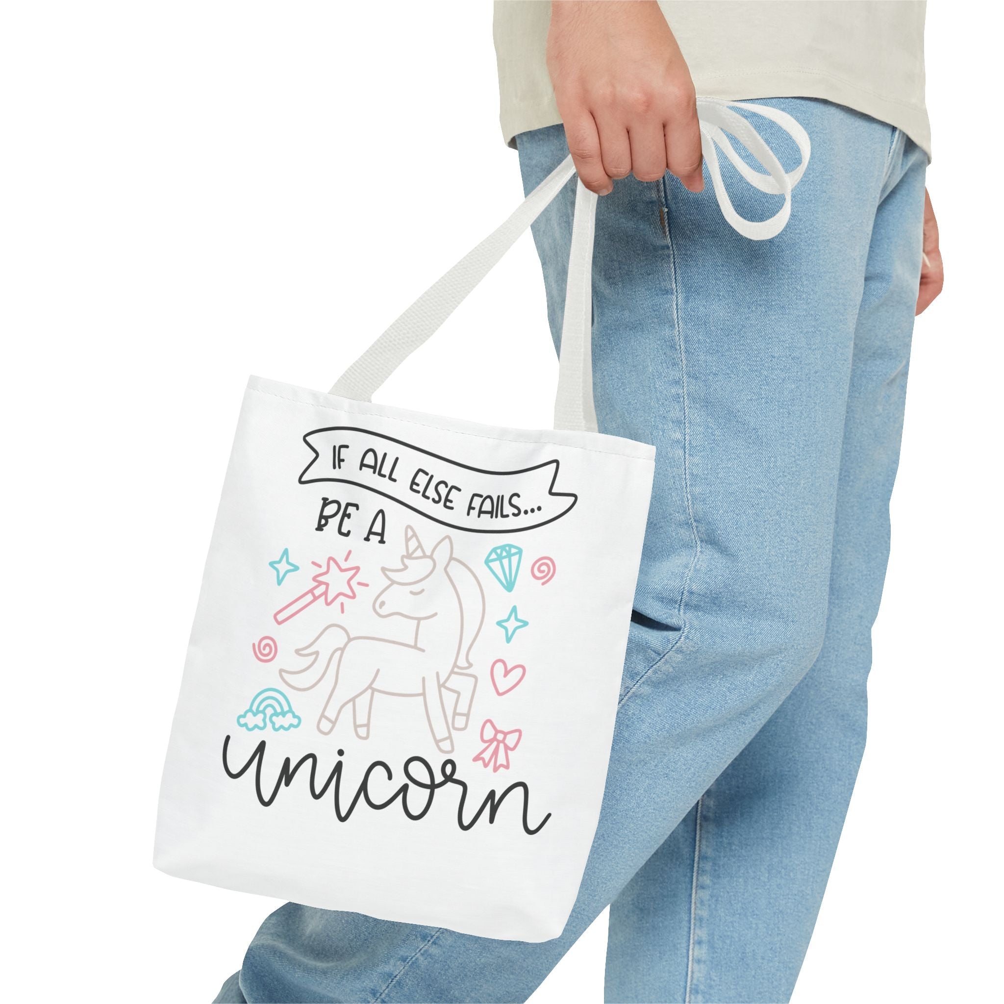 Unicorn Tote Bag — "If All Else Fails... Be a Unicorn" Cute Pastel Shopper