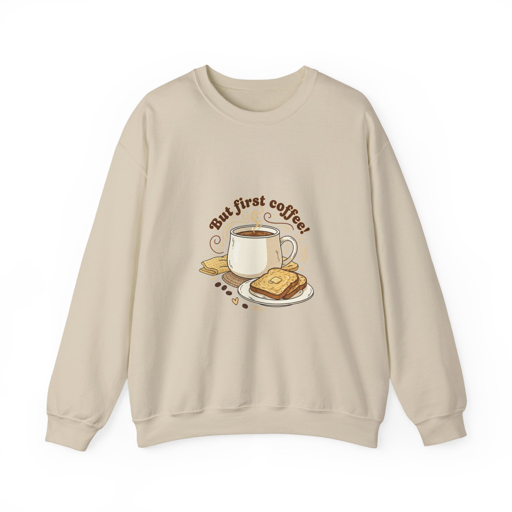 But First Coffee sweatshirt | butter toast graphics, kawaii kitchen, coffee pun
