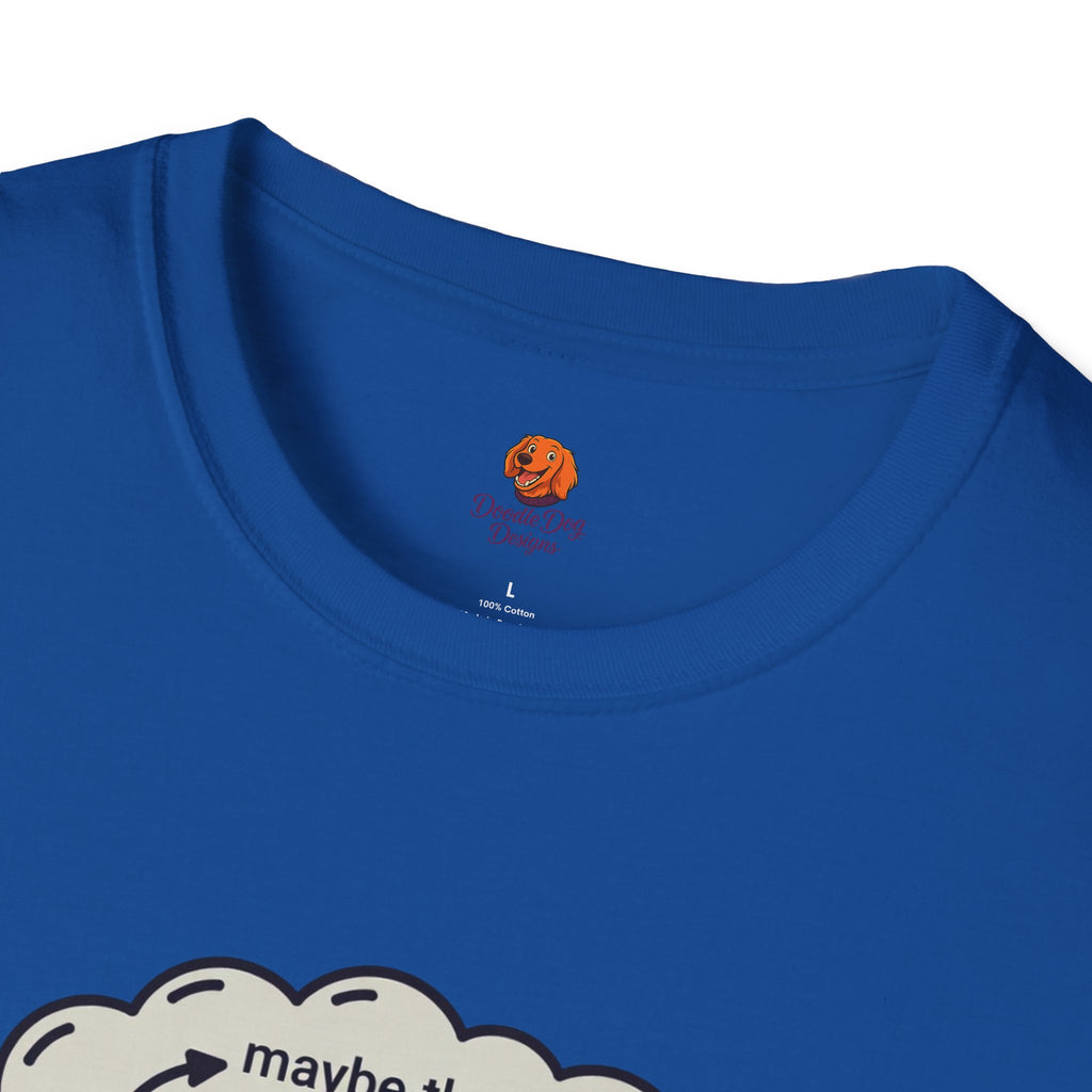 Anxious Student Illustration T-Shirt — "Maybe They Hate Me" Desk Cartoon Tee