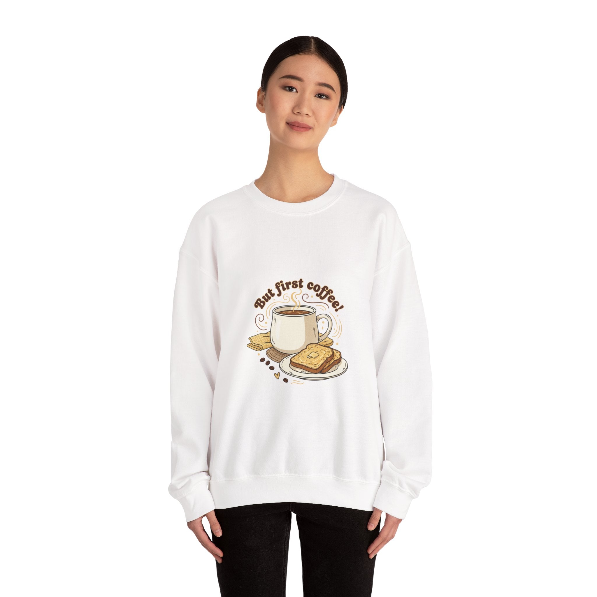 But First Coffee sweatshirt | butter toast graphics, kawaii kitchen, coffee pun