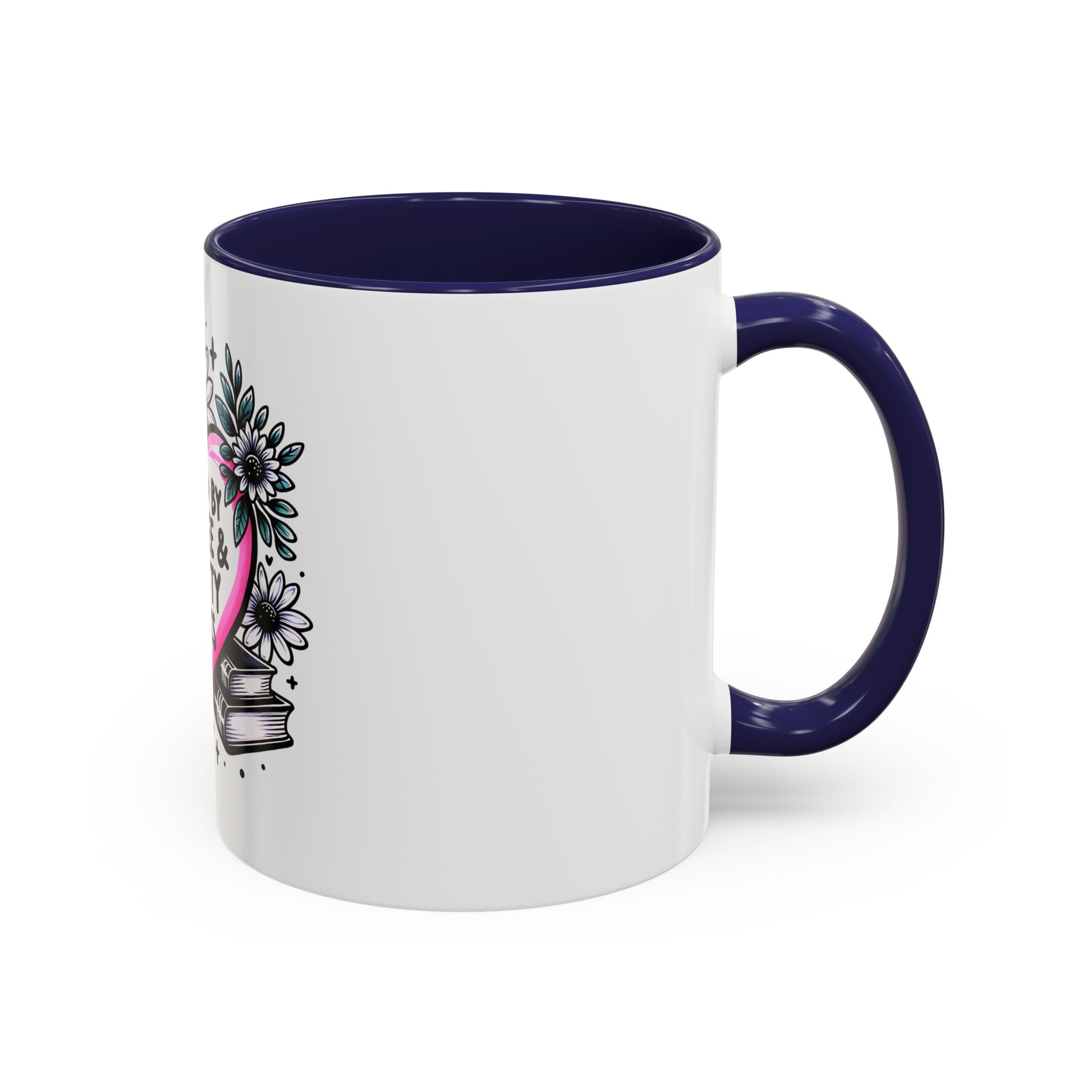 Fueled by Coffee & Smutty Books Mug — Floral Heart Coffee Cup (11/15oz)