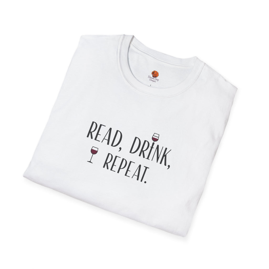 Read, Drink, Repeat T-Shirt — Wine & Book Lover Graphic Tee