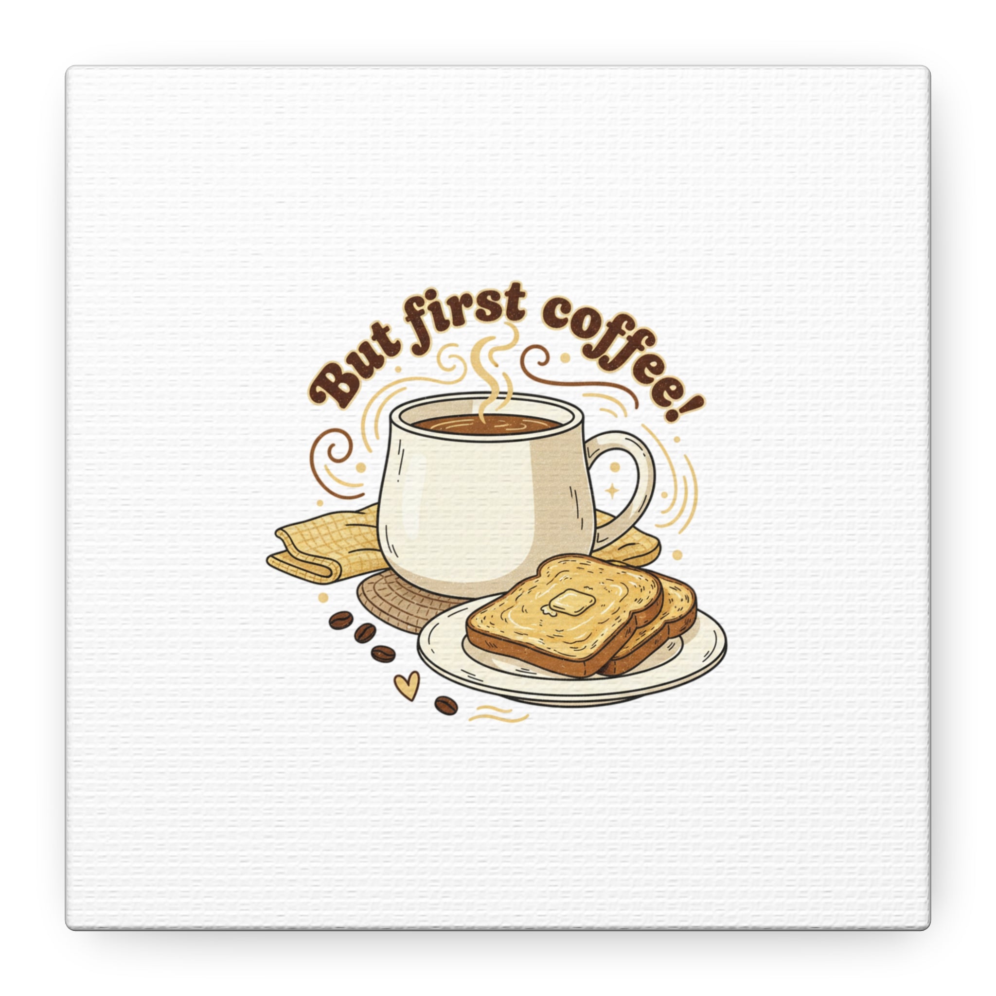 But First Coffee! Canvas, cafe-inspired breakfast art, kawaii kitchen decor