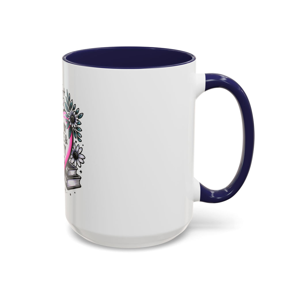 Fueled by Coffee & Smutty Books Mug — Floral Heart Coffee Cup (11/15oz)