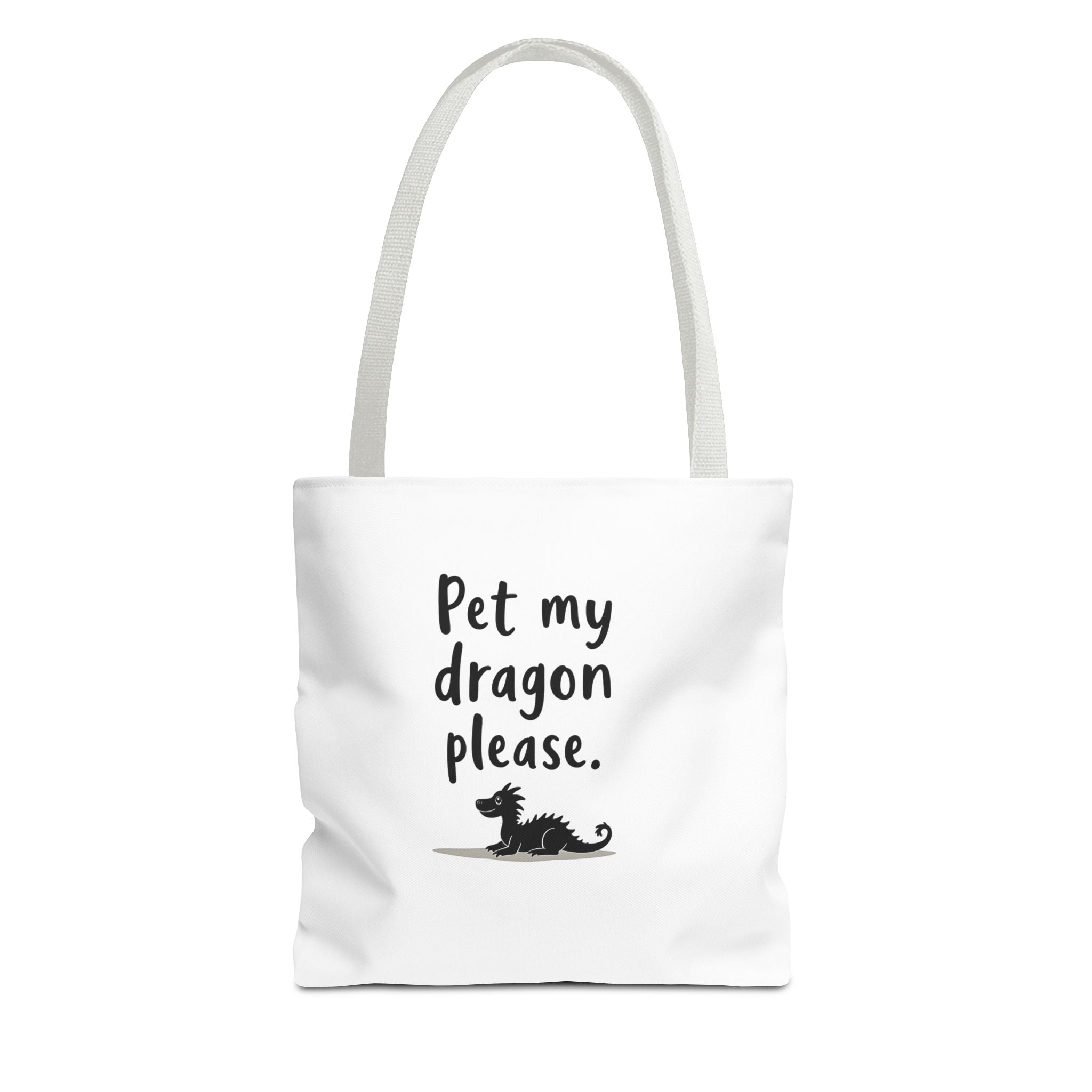 Pet My Dragon Please Tote Bag — Cute Fantasy Dragon Illustration Tote