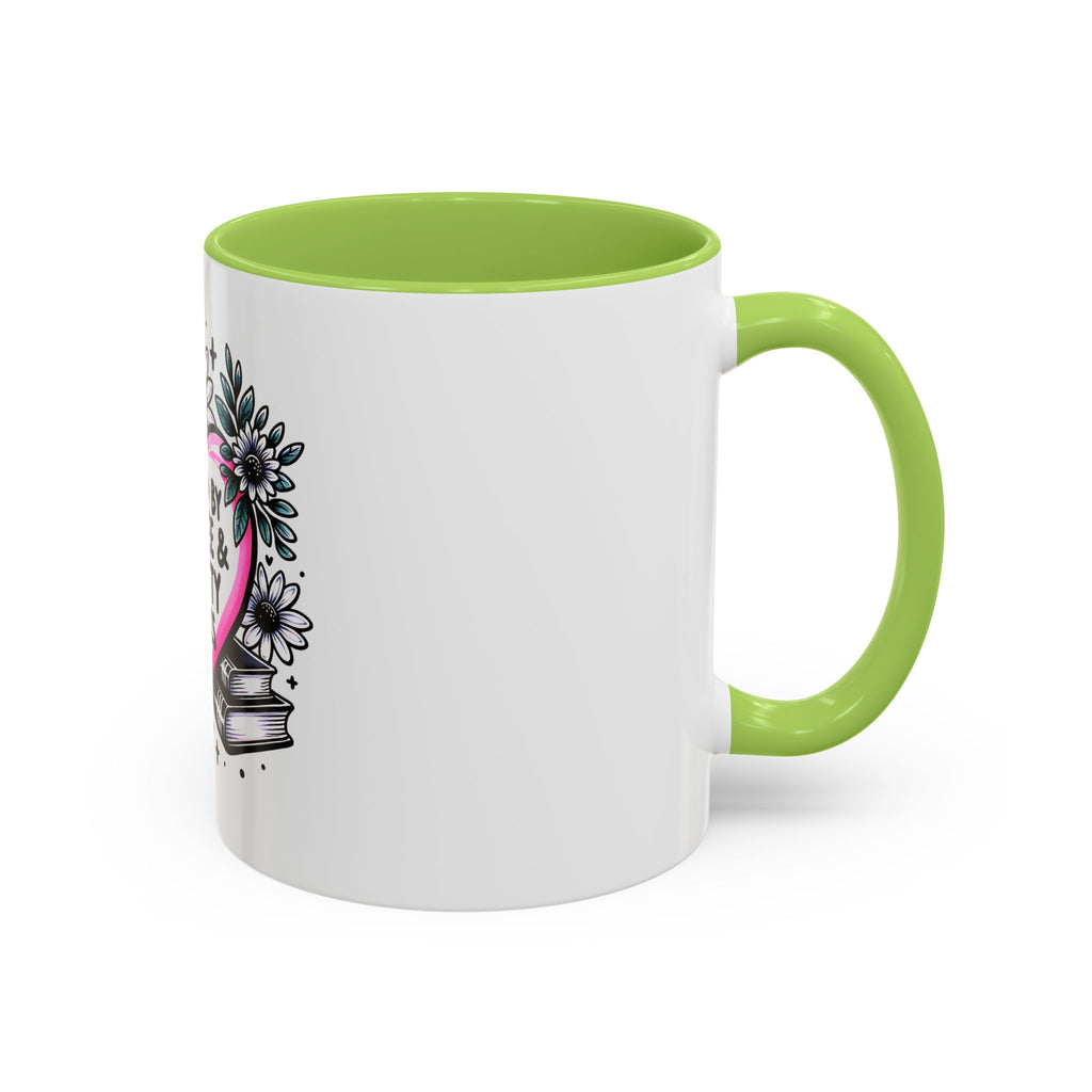 Fueled by Coffee & Smutty Books Mug — Floral Heart Coffee Cup (11/15oz)