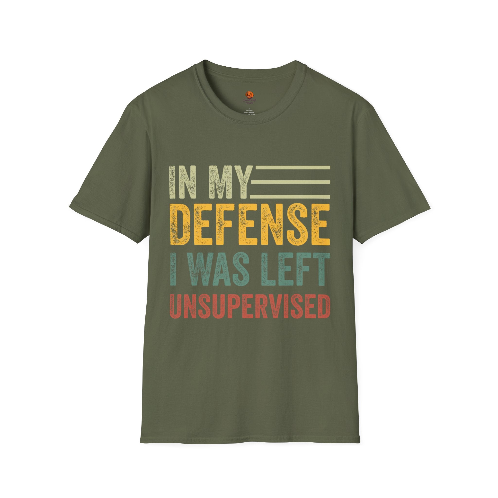 T-Shirt — "In My Defense I Was Left Unsupervised" Vintage Humor Tee