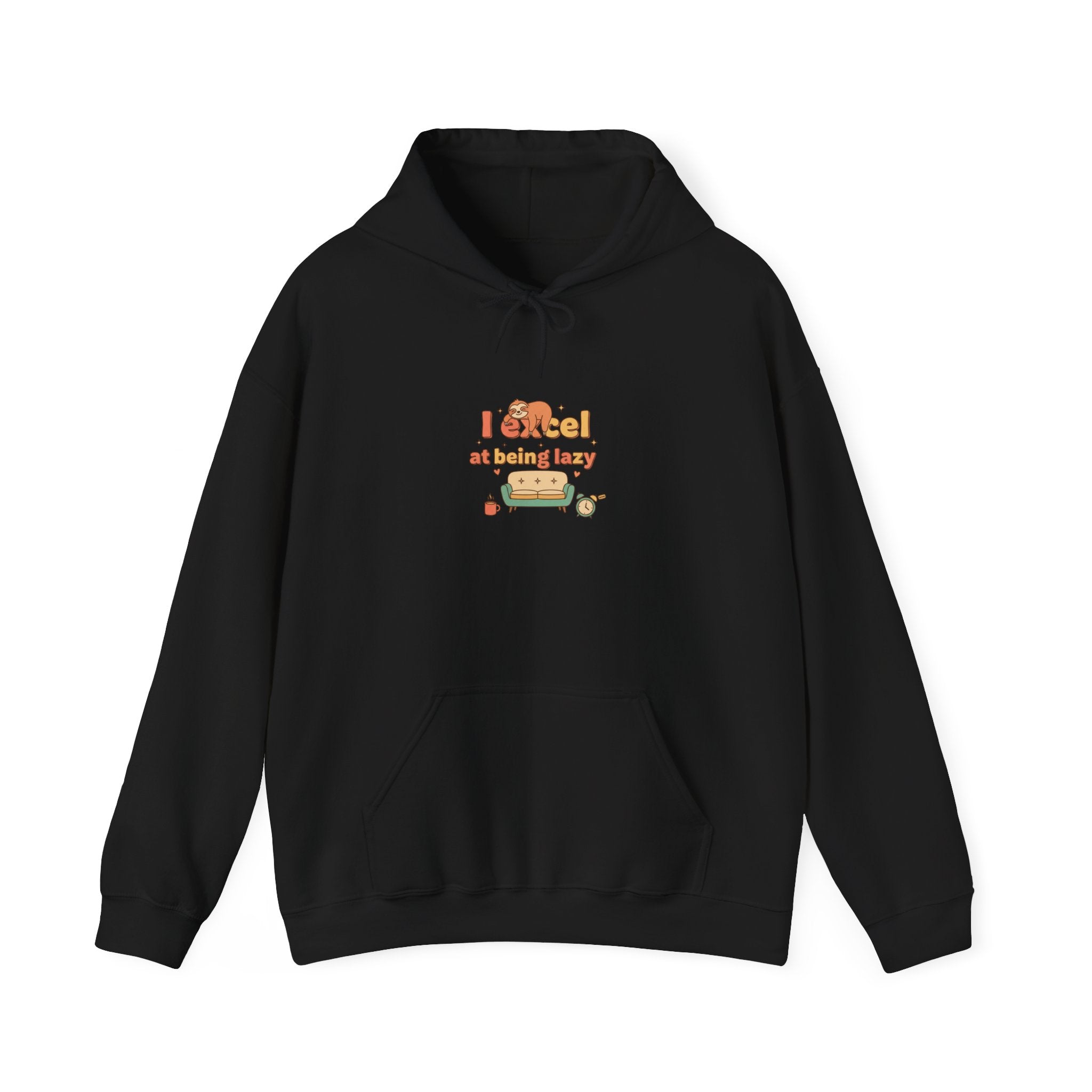 I Excel at Being Lazy Hoodie | Low-Stakes Humor, Retro Bubble Font