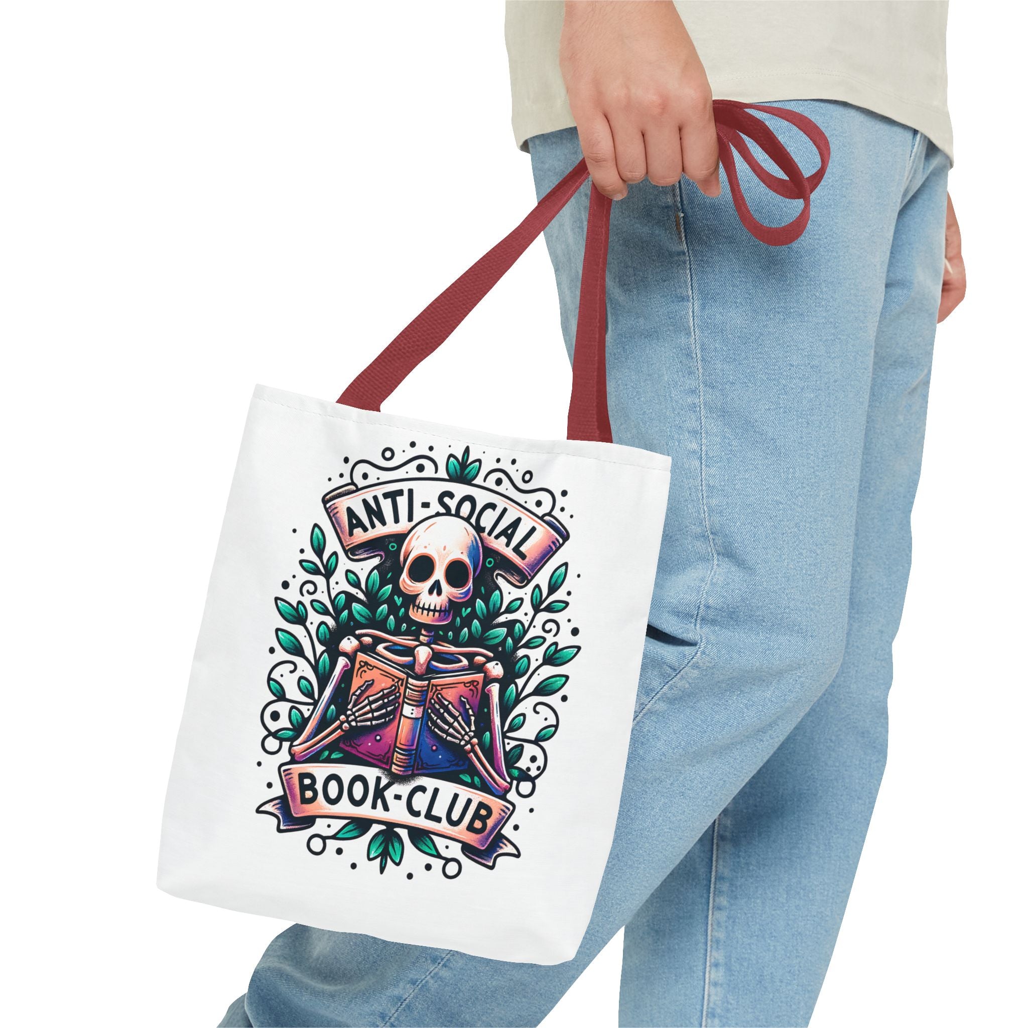 Anti-Social Book Club Tote Bag — Gothic Skull & Books Book Lover Tote
