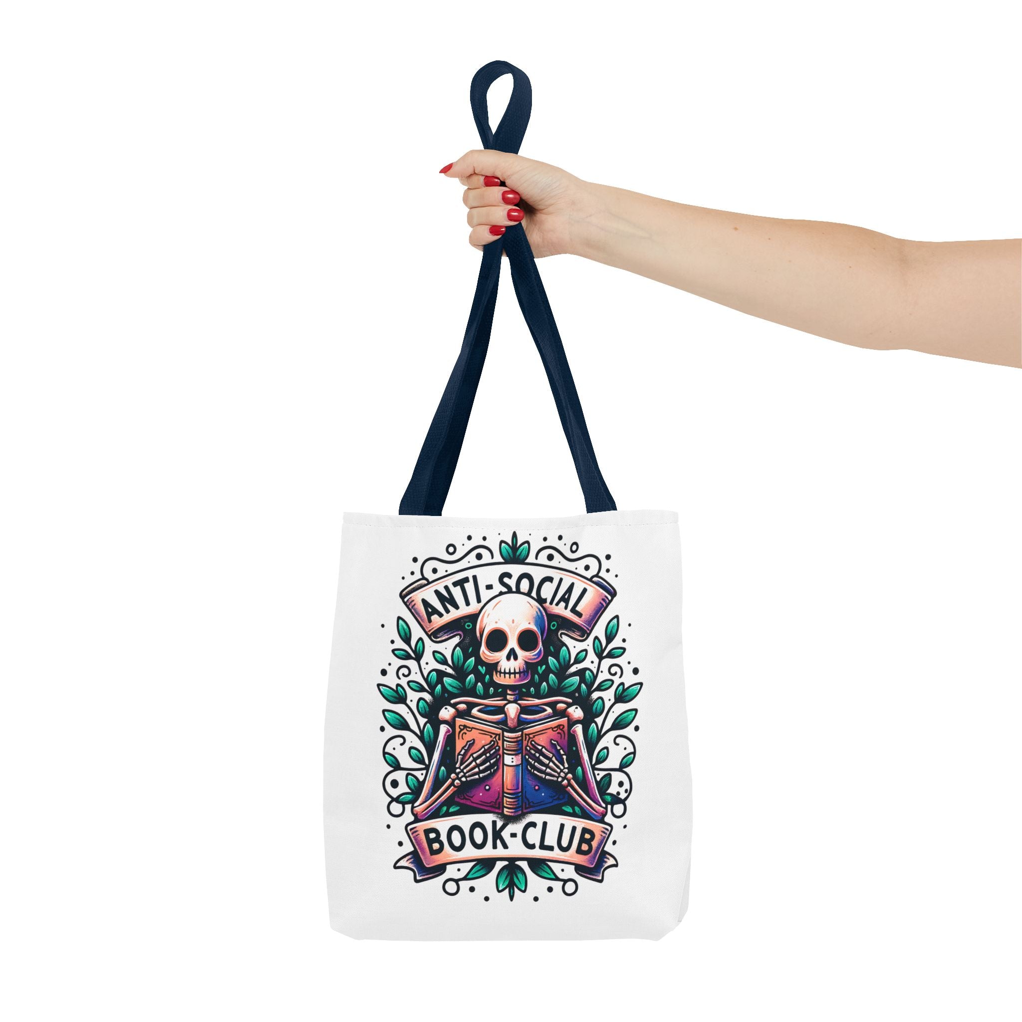 Anti-Social Book Club Tote Bag — Gothic Skull & Books Book Lover Tote