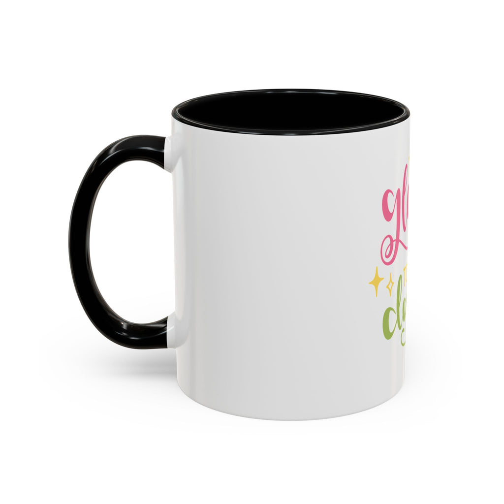 Too Glam To Give A Damn Accent Coffee Mug — Funny Pink & Green Script Ceramic Mug (11/15oz)