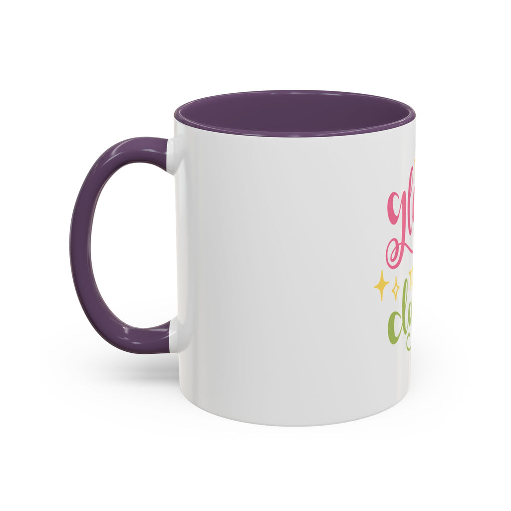 Too Glam To Give A Damn Accent Coffee Mug — Funny Pink & Green Script Ceramic Mug (11/15oz)