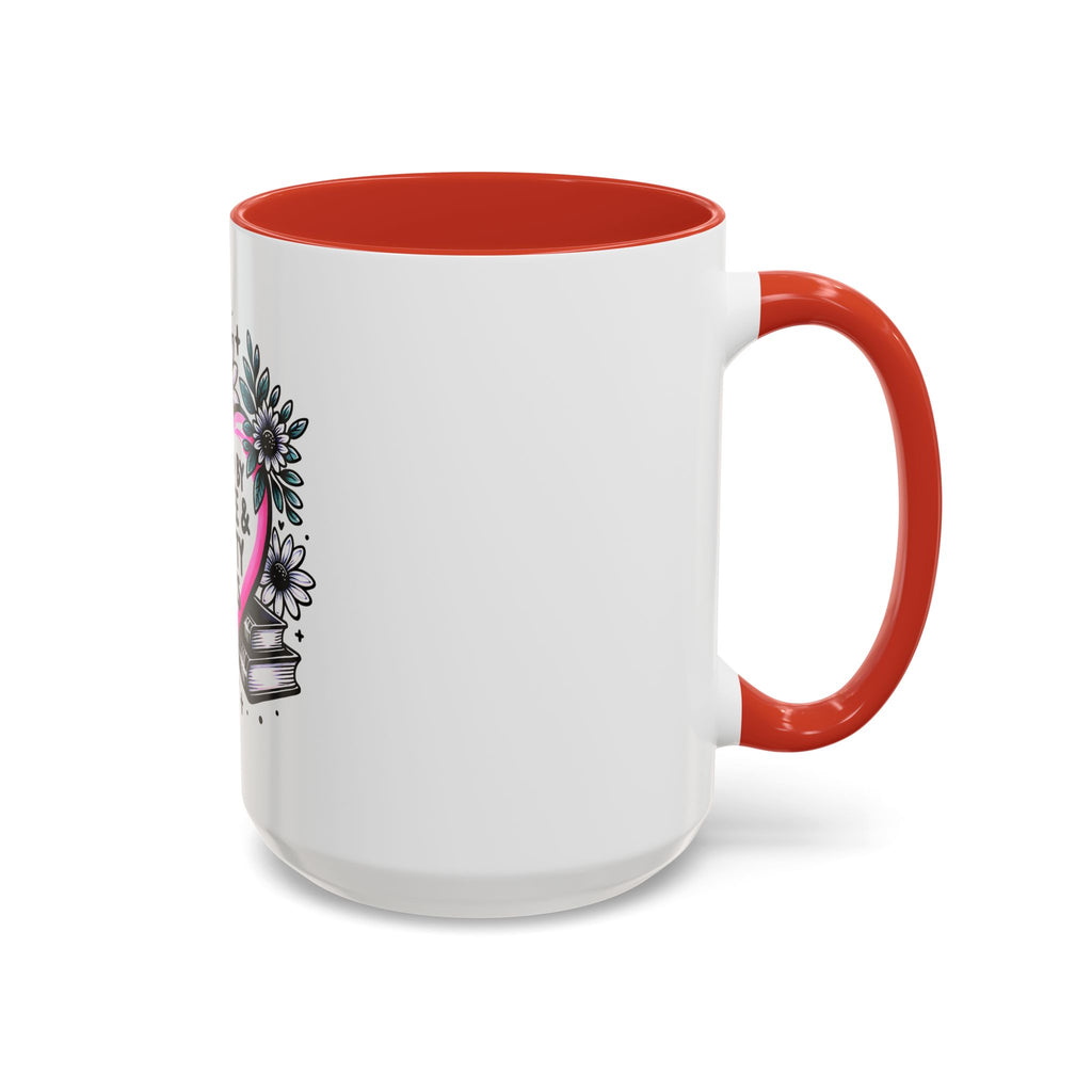 Fueled by Coffee & Smutty Books Mug — Floral Heart Coffee Cup (11/15oz)