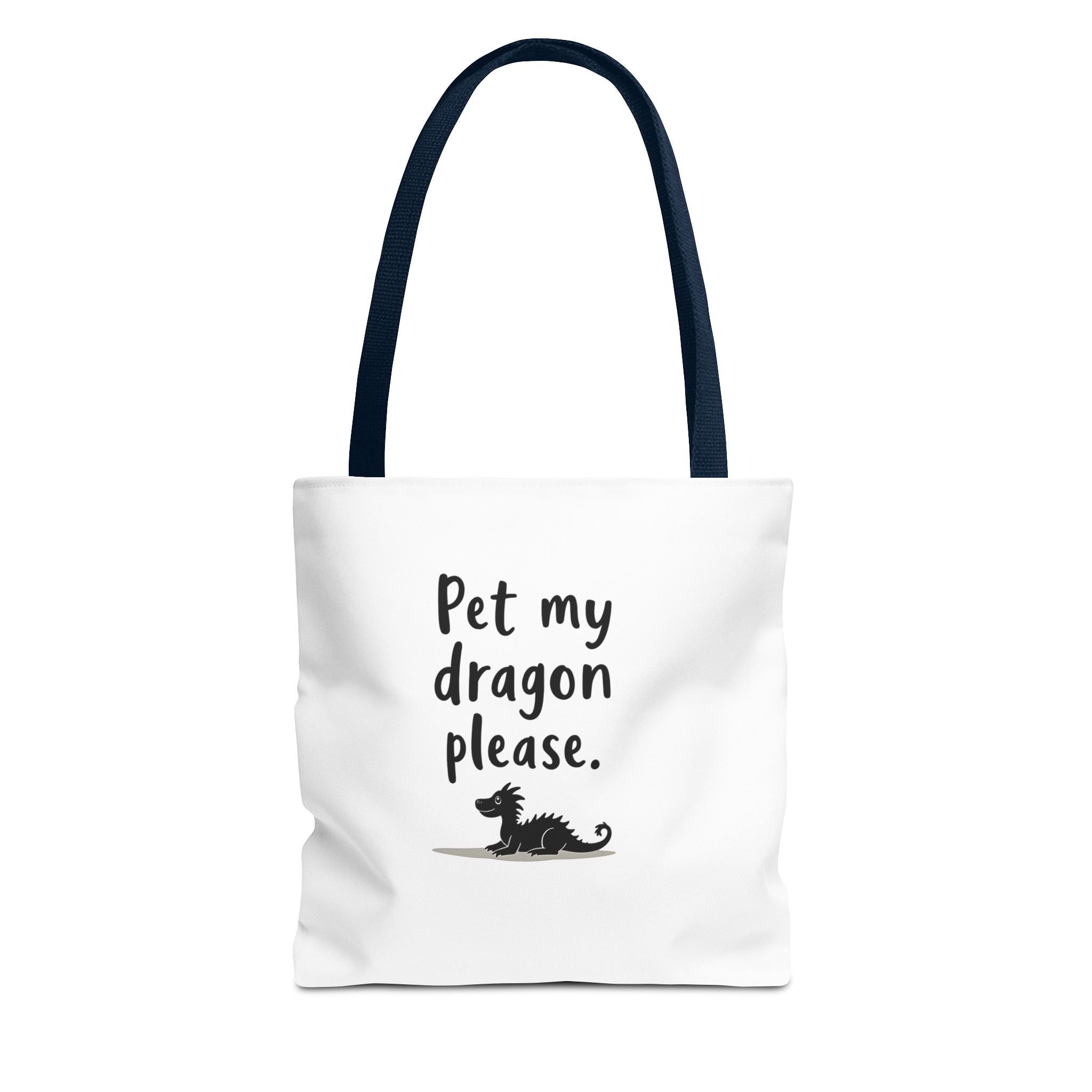 Pet My Dragon Please Tote Bag — Cute Fantasy Dragon Illustration Tote