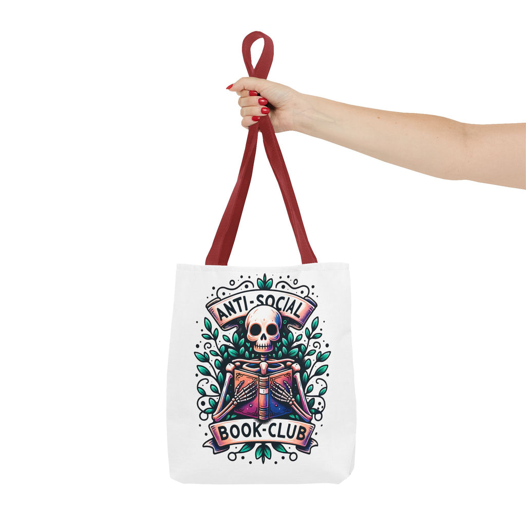 Anti-Social Book Club Tote Bag — Gothic Skull & Books Book Lover Tote