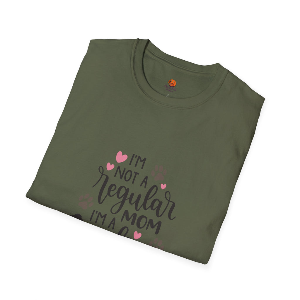 Dog Mom T-Shirt – "I’m Not a Regular Mom, I’m a Dog Mom" Paw Print Tee