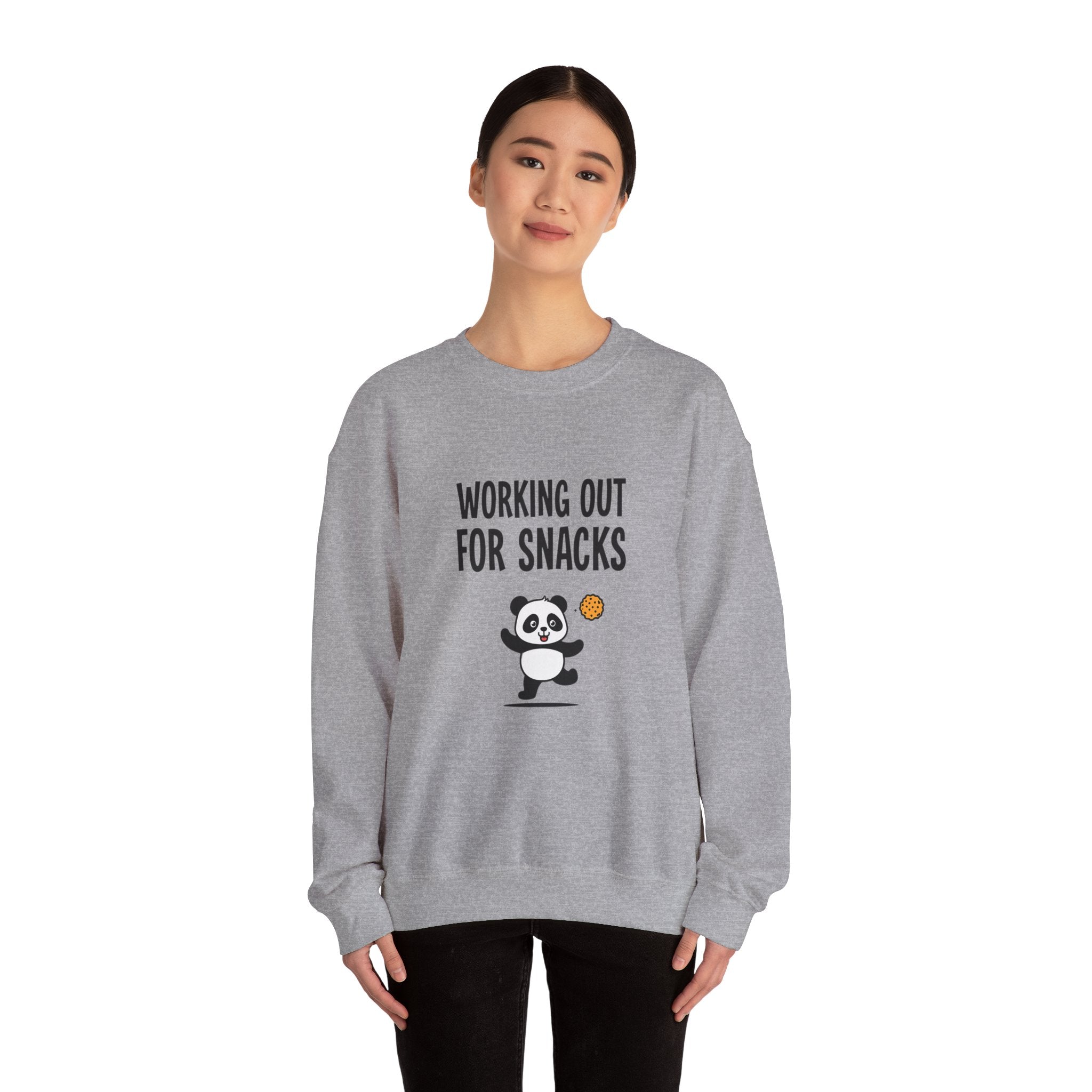Sweatshirt — "Working Out for Snacks" Cute Panda Crewneck